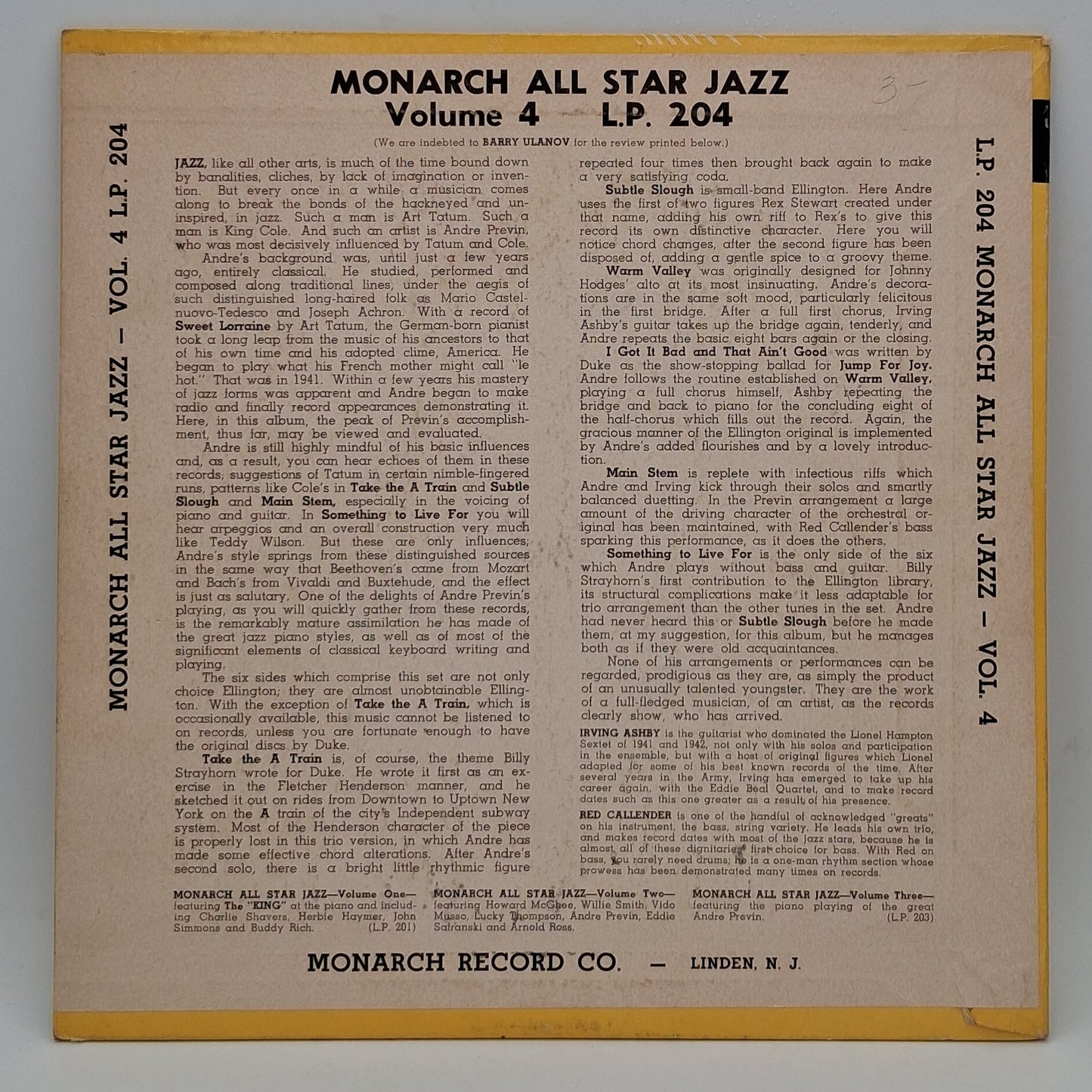 André Previn – Monarch All Star Jazz Vol. 4