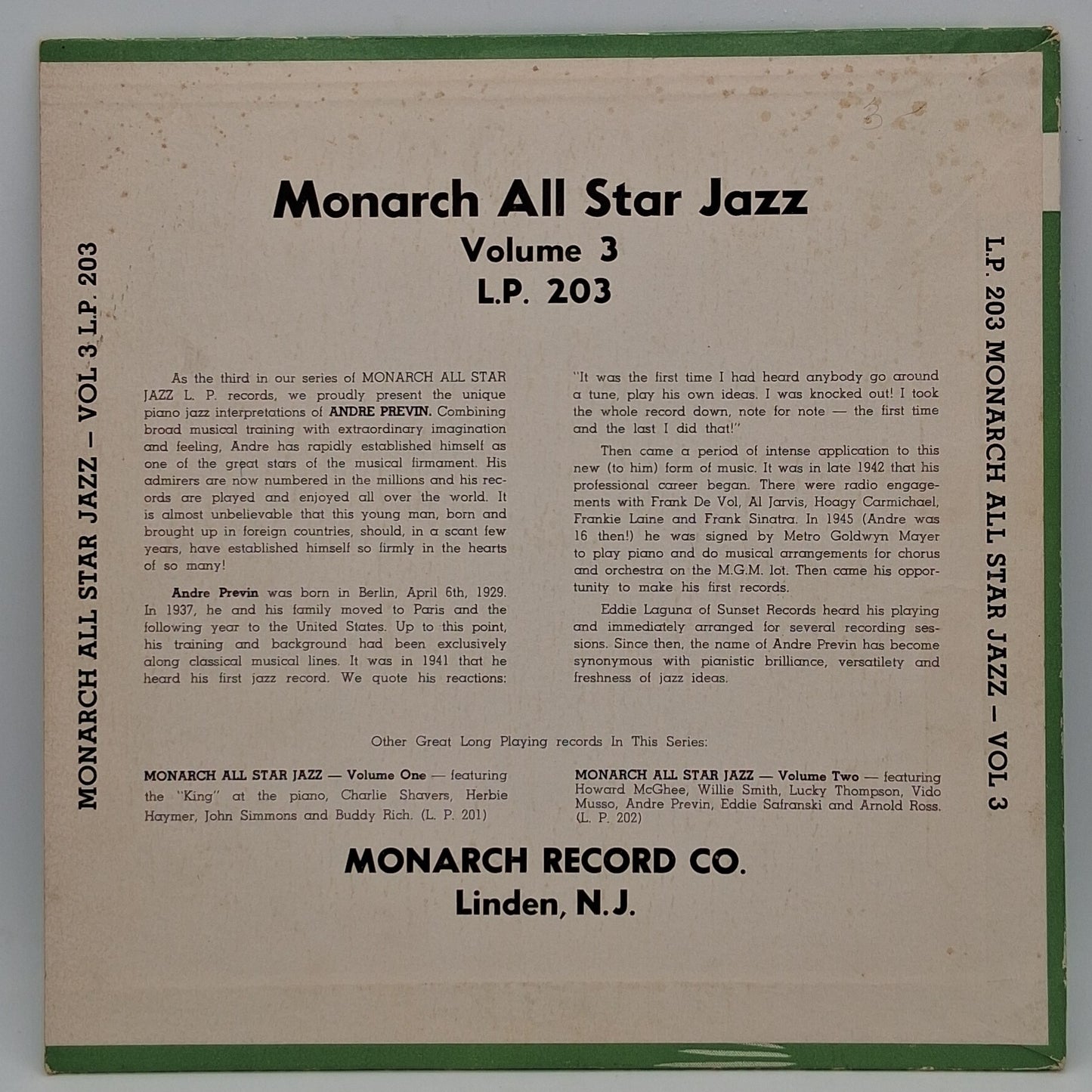 André Previn – Monarch All Star Jazz Volume 3