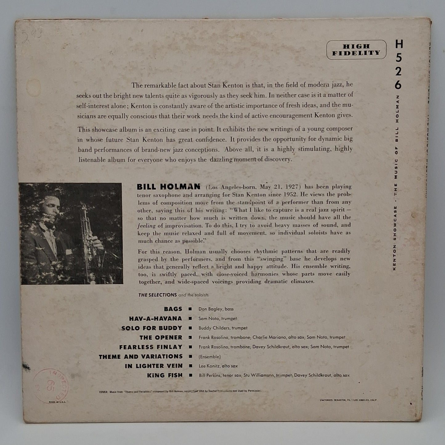 Stan Kenton And His Orchestra – Kenton Showcase - The Music Of Bill Holman