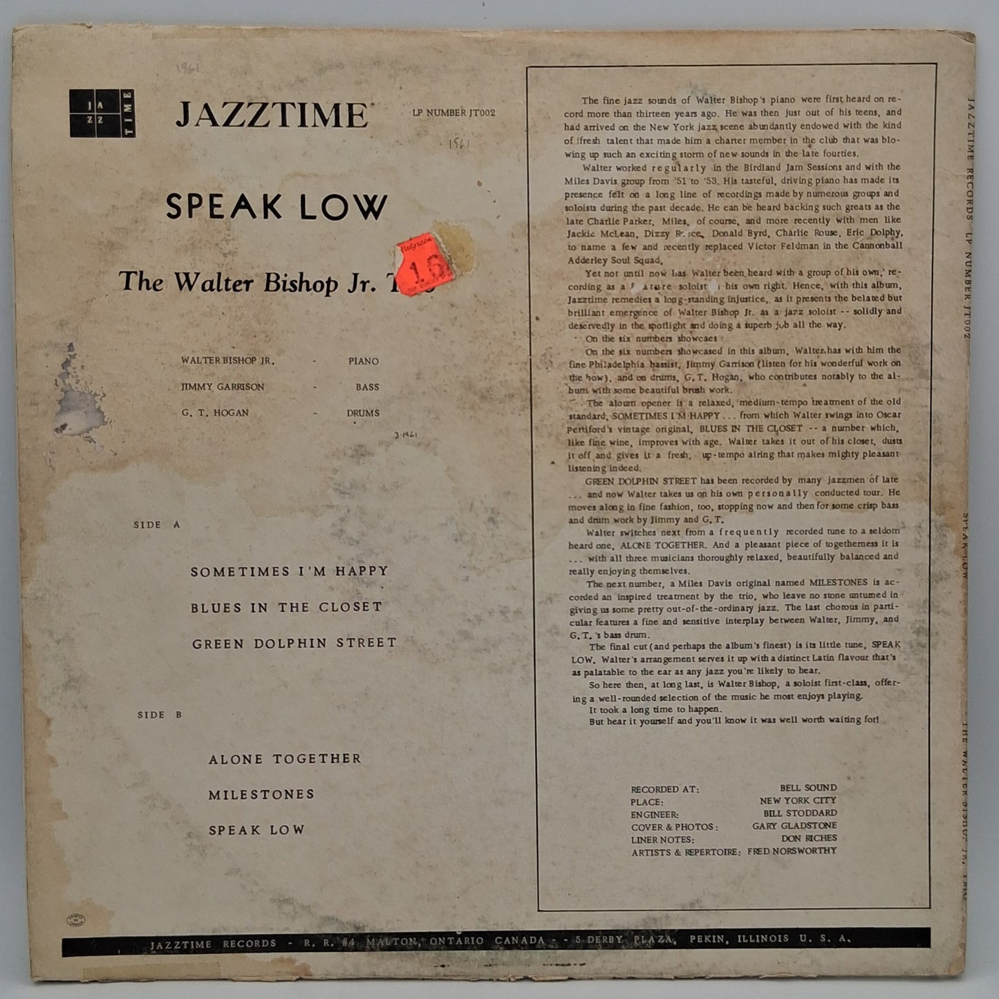 Walter Bishop Jr. Trio The Walter Bishop, Jr. Trio  Read More  – Speak Low