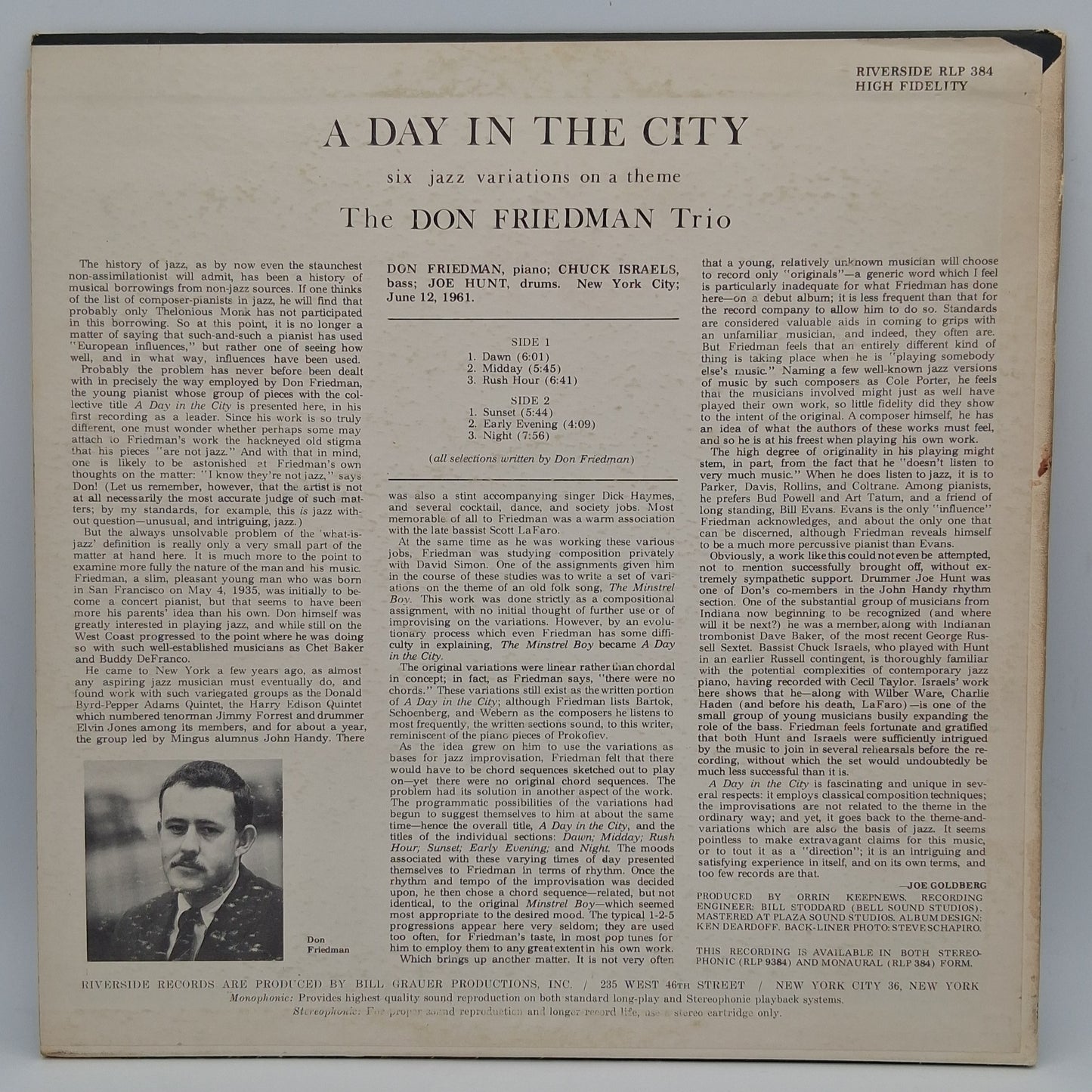 Don Friedman Trio – A Day In The City : Six Variations On A Theme