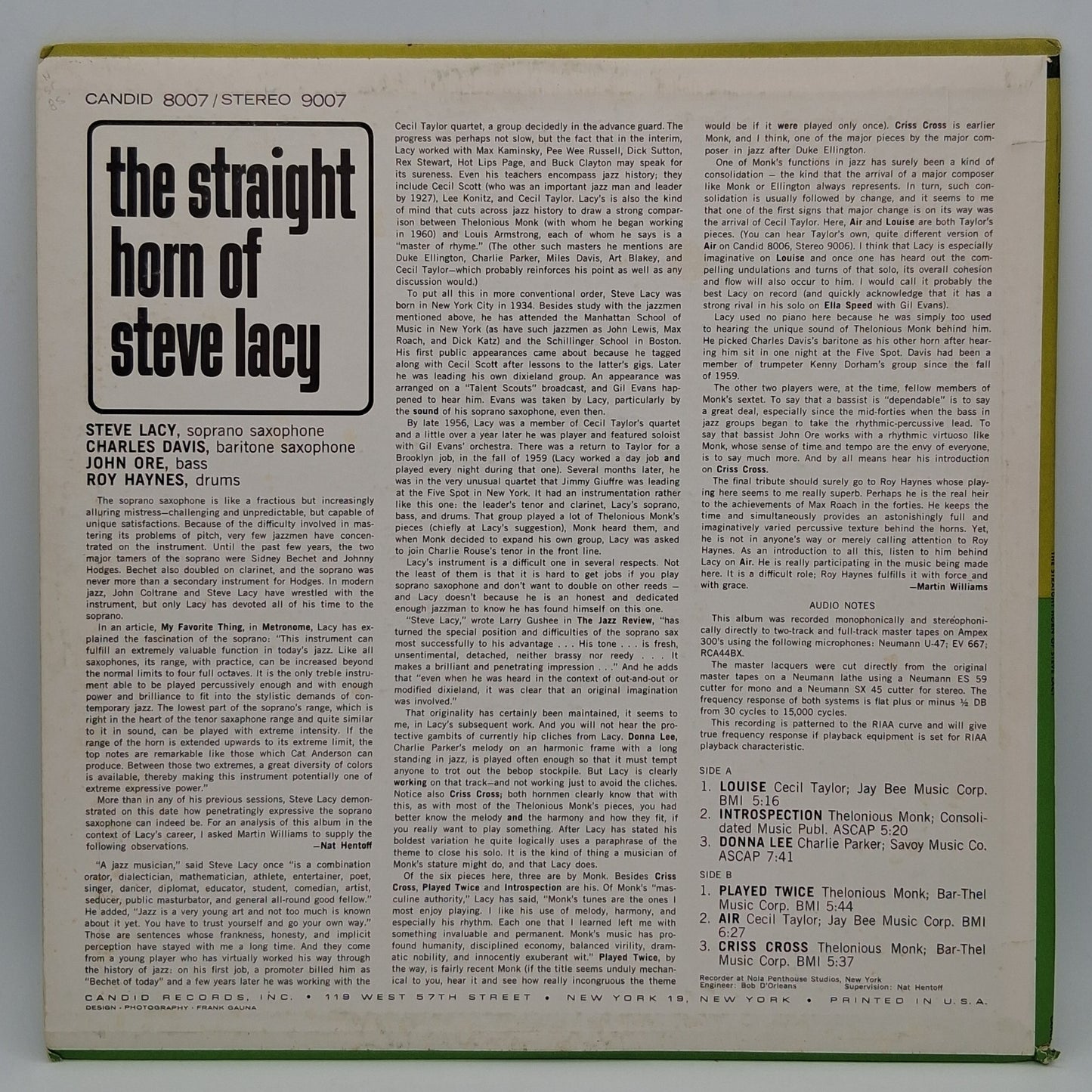 Steve Lacy – The Straight Horn Of Steve Lacy