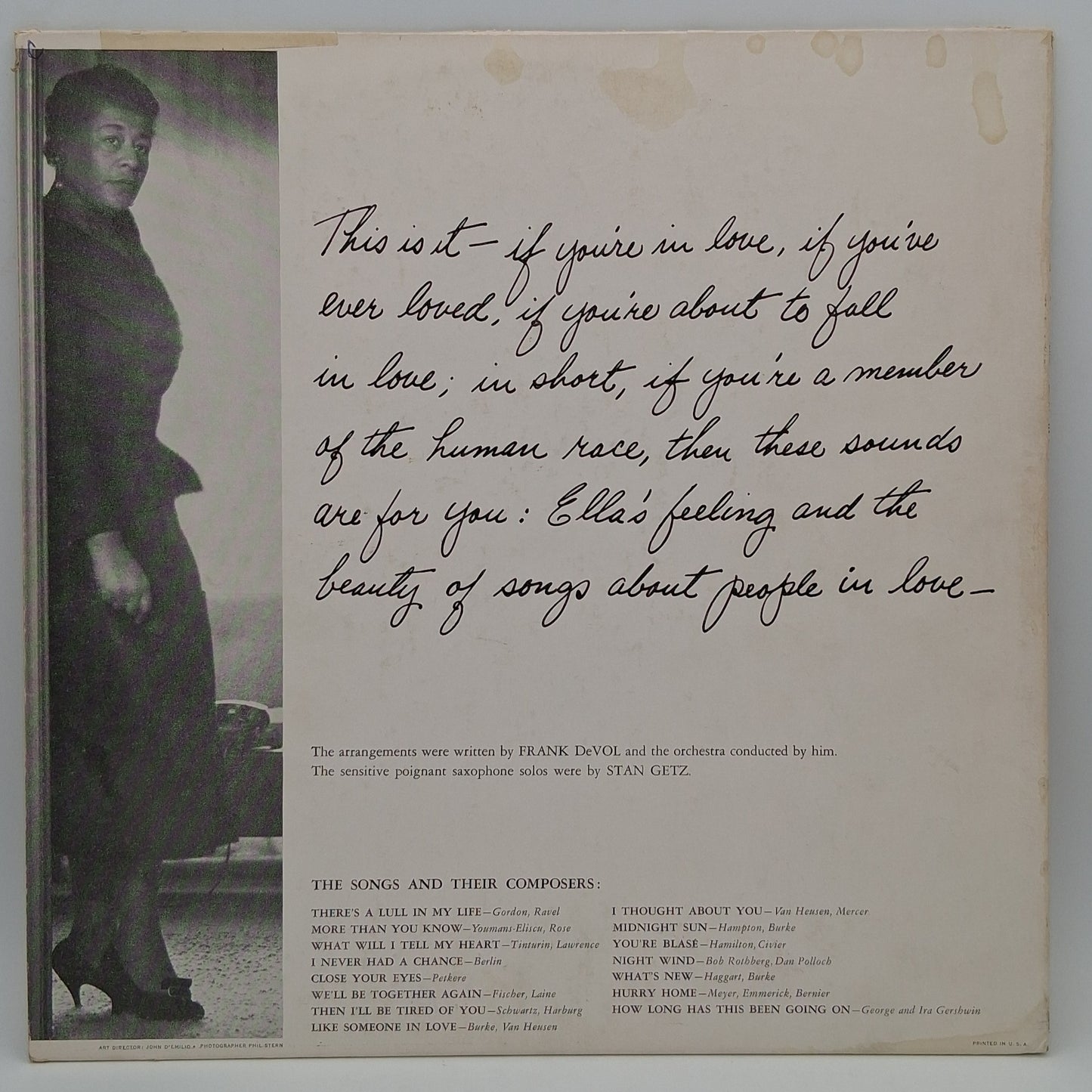 Ella Fitzgerald, Frank DeVol And His Orchestra* – Like Someone In Love