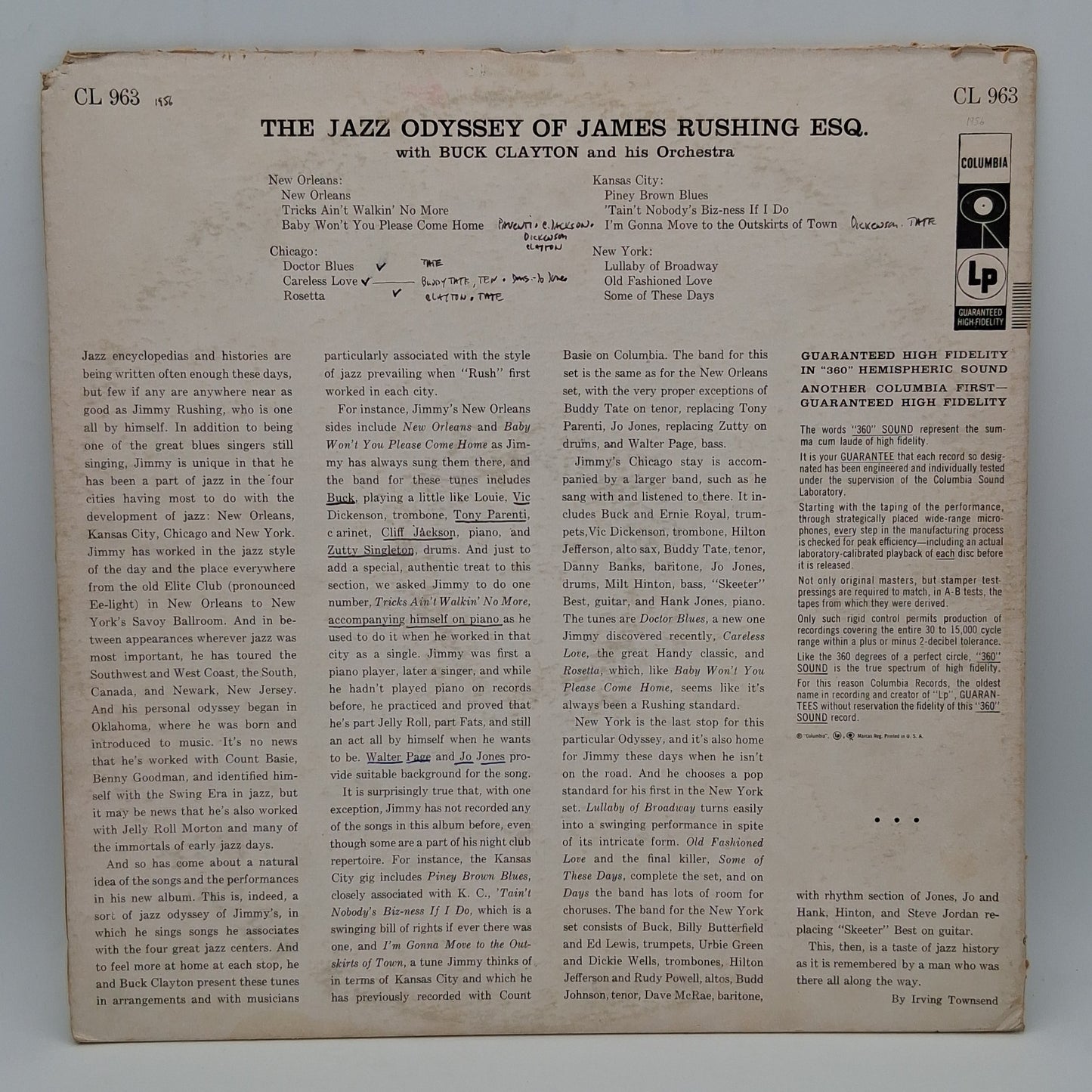 Jimmy Rushing With Buck Clayton And His Orchestra – The Jazz Odyssey Of James Rushing Esq.