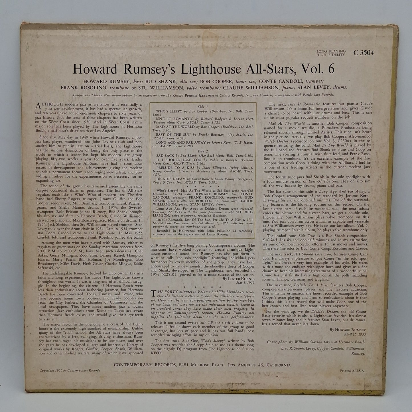 Howard Rumsey's Lighthouse All-Stars – Vol. 6