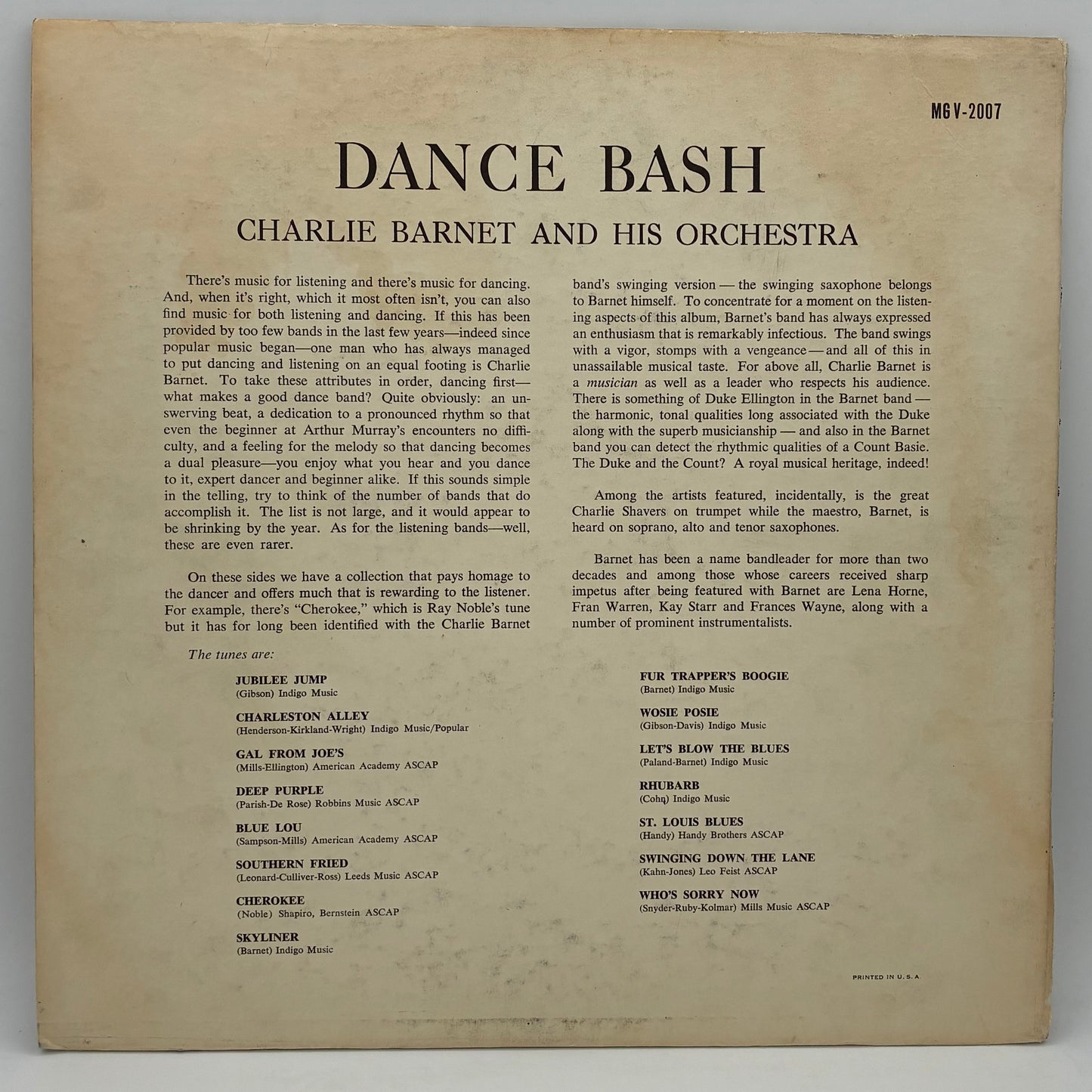 Charlie Barnet And His Orchestra – Dance Bash