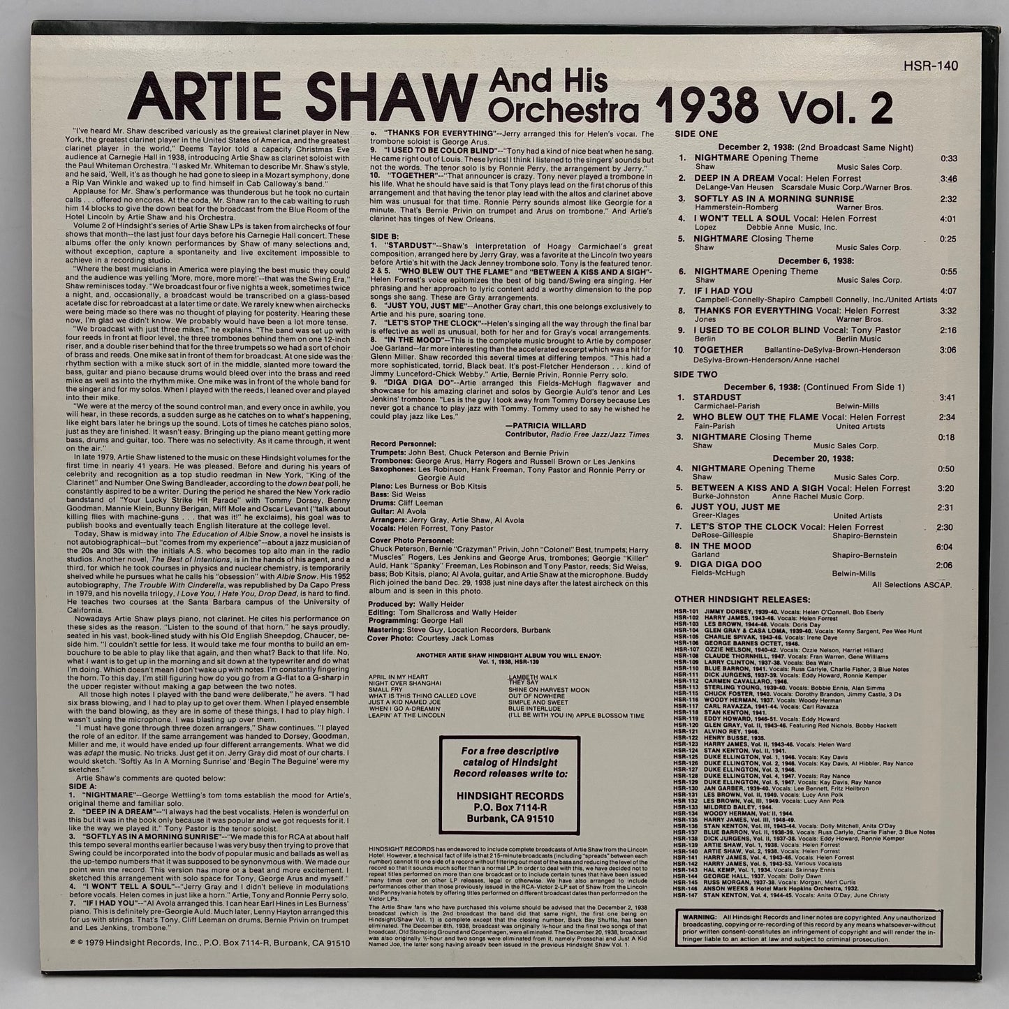 Artie Shaw And His Orchestra – The Uncollected Artie Shaw, Vol. 2, 1938