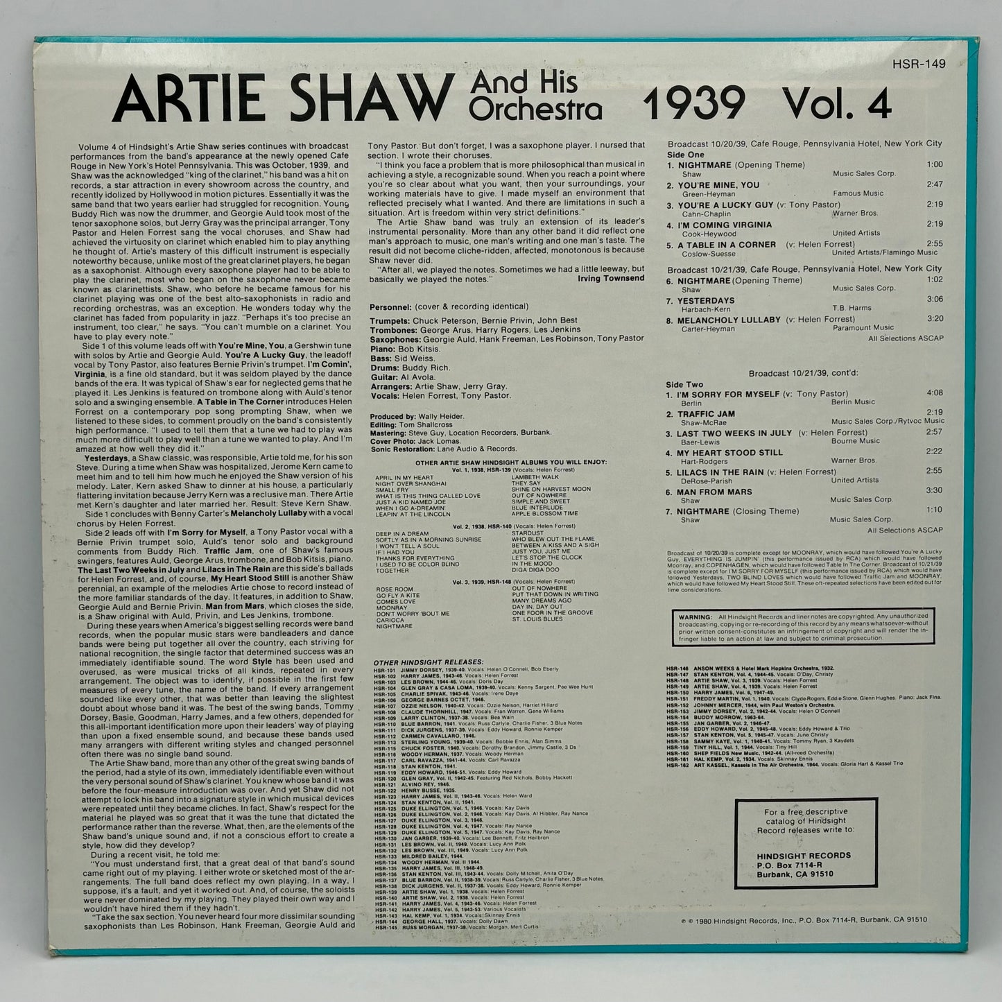 Artie Shaw And His Orchestra – The Uncollected Artie Shaw, Vol. 4, 1939