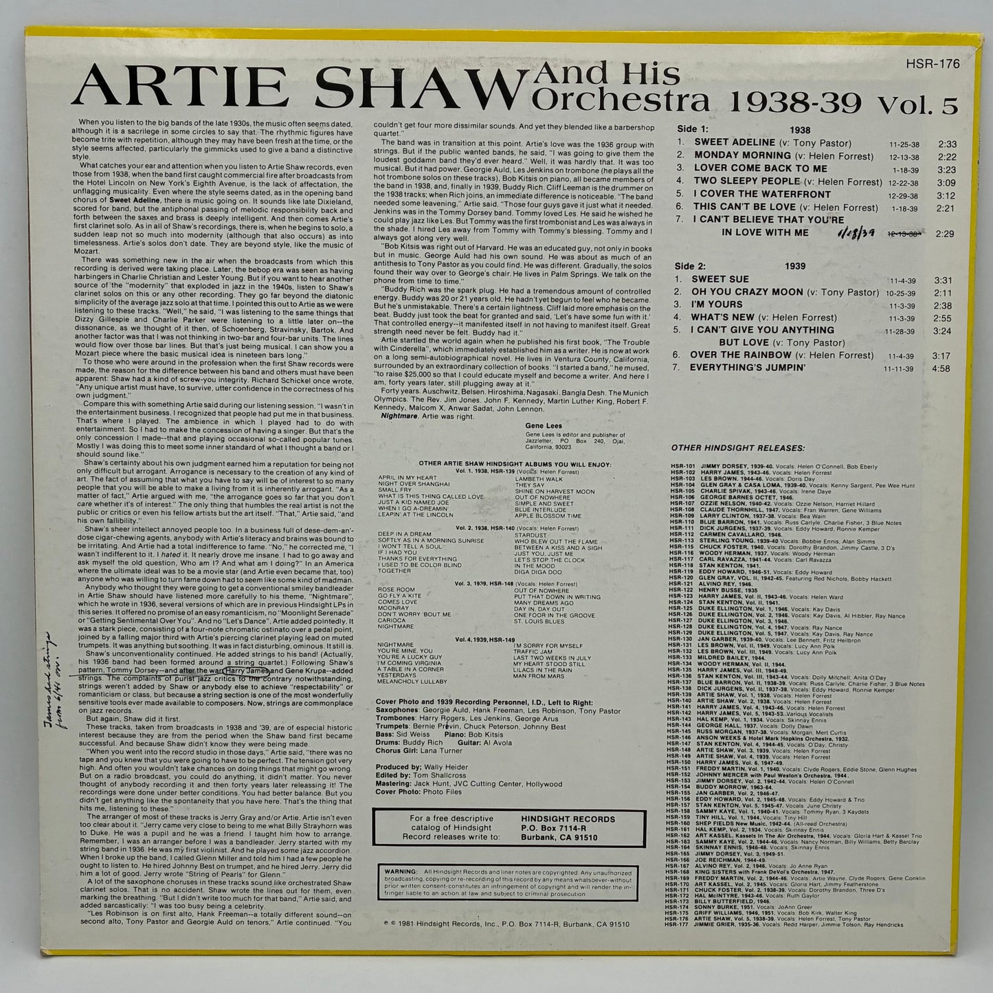Artie Shaw And His Orchestra – The Uncollected Artie Shaw, Vol. 5, 1938-1939