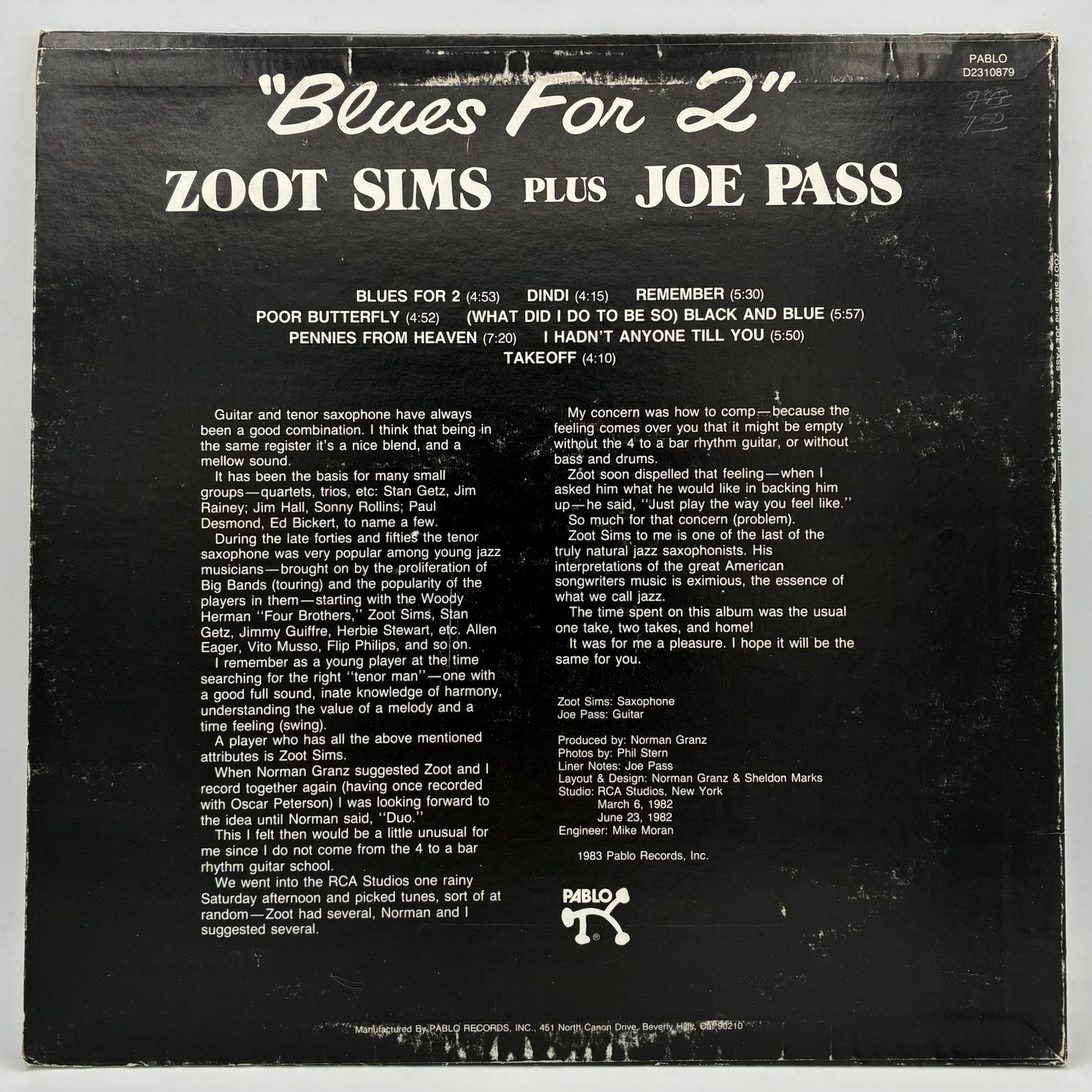 Zoot Sims Plus Joe Pass – Blues For 2