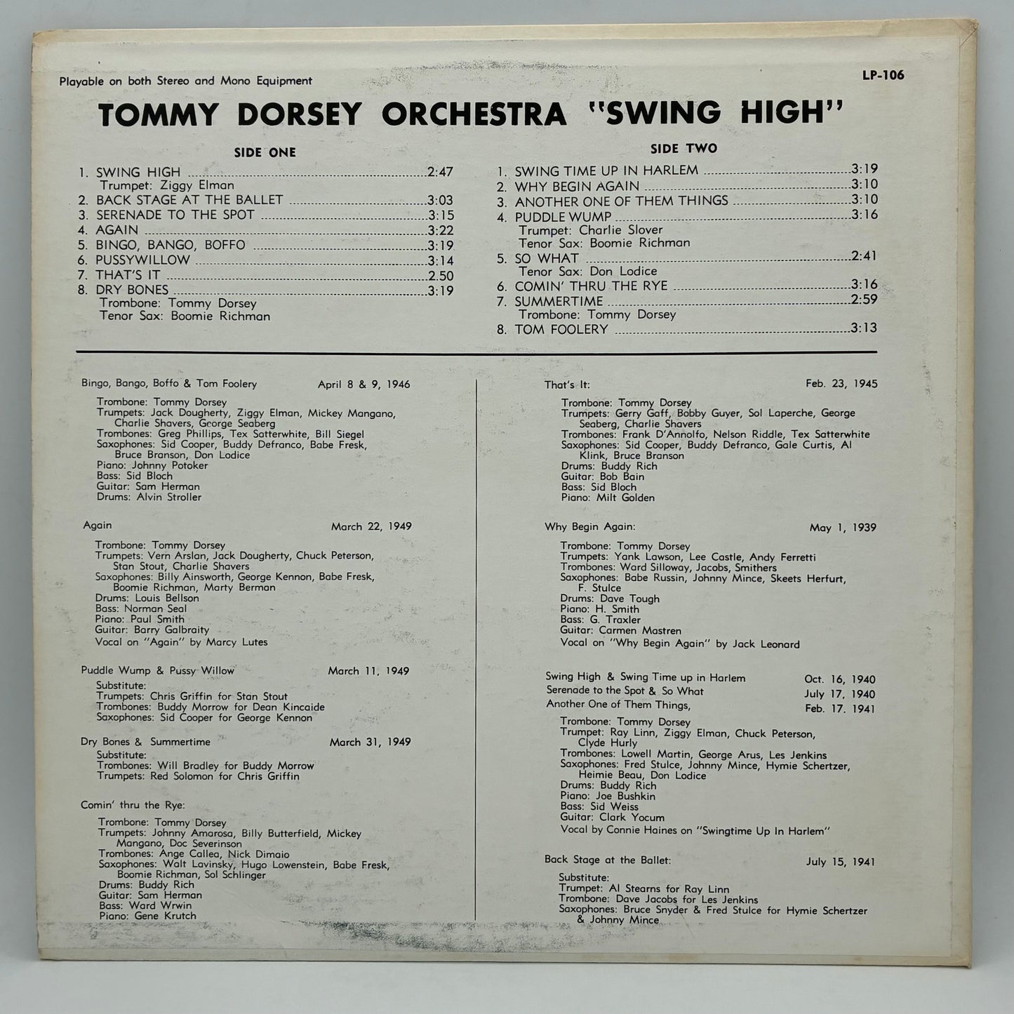 Tommy Dorsey And His Orchestra – Swing High