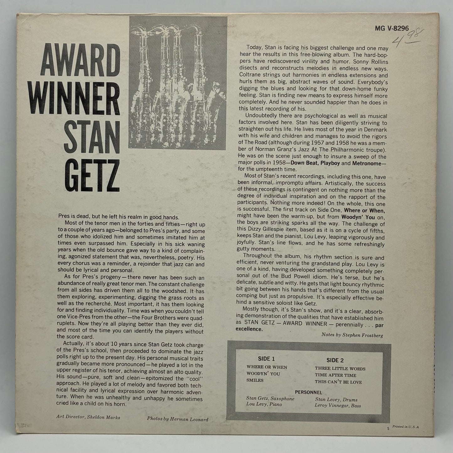 Stan Getz – Award Winner