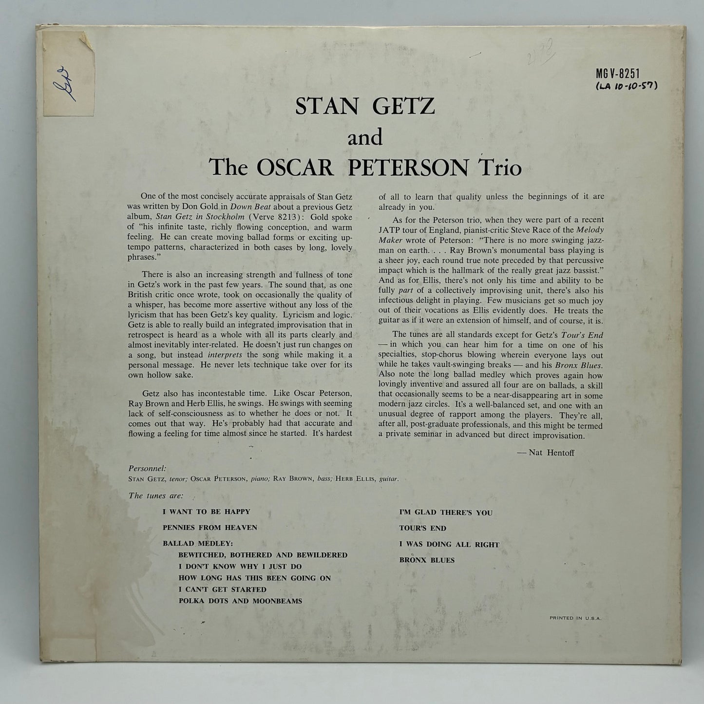 Stan Getz And The Oscar Peterson Trio – Stan Getz And The Oscar Peterson Trio