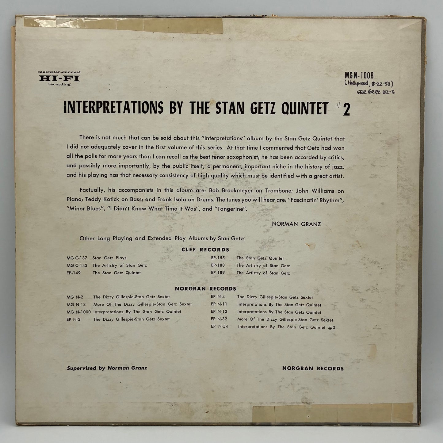 The Stan Getz Quintet – Interpretations By The Stan Getz Quintet #2