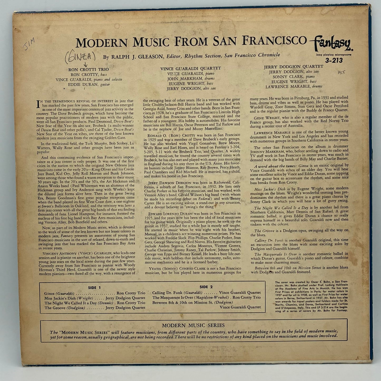 Ron Crotty Trio / Vince Guaraldi Quartet / Jerry Dodgion Quartet – Modern Music From San Francisco