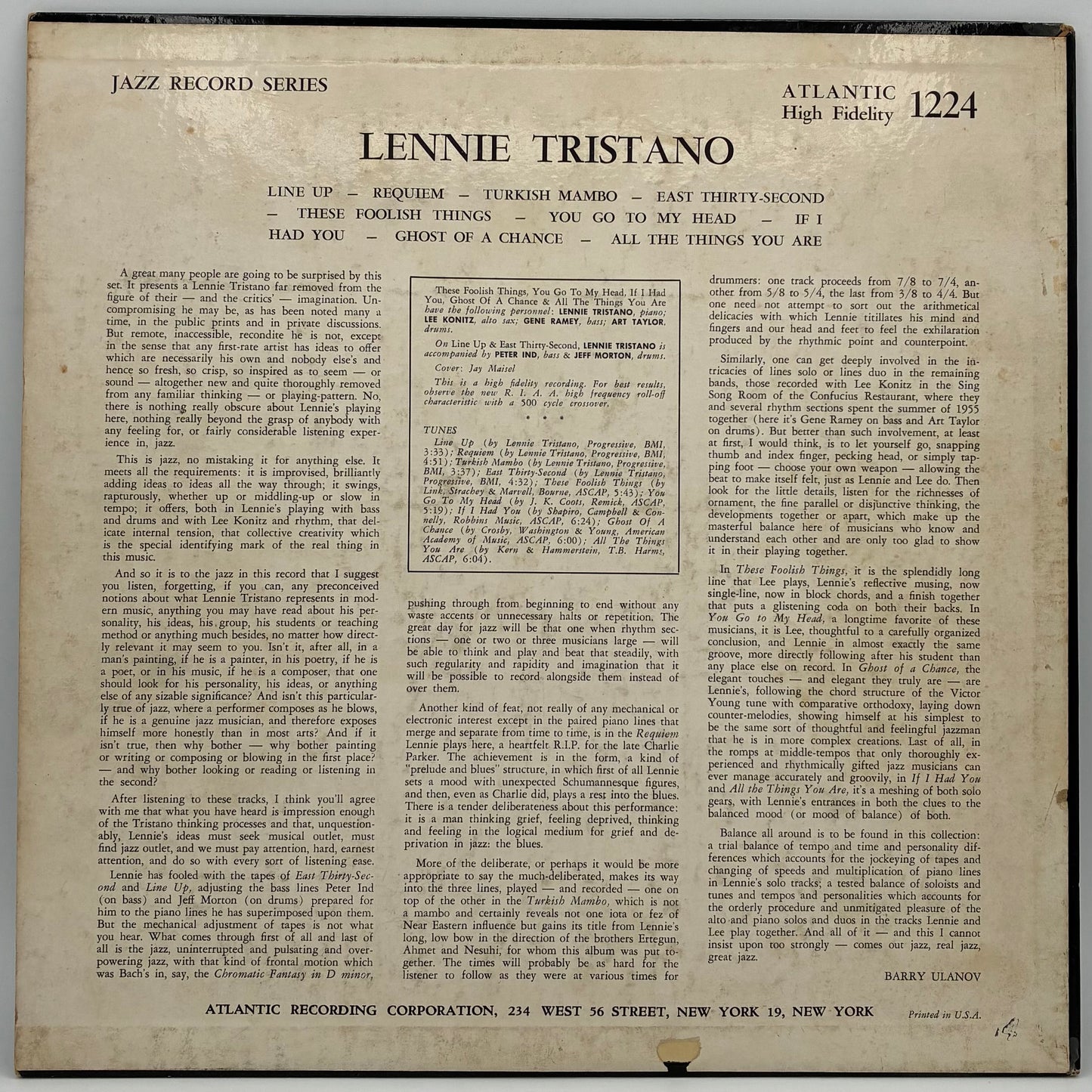 Lennie Tristano – Lennie Tristano