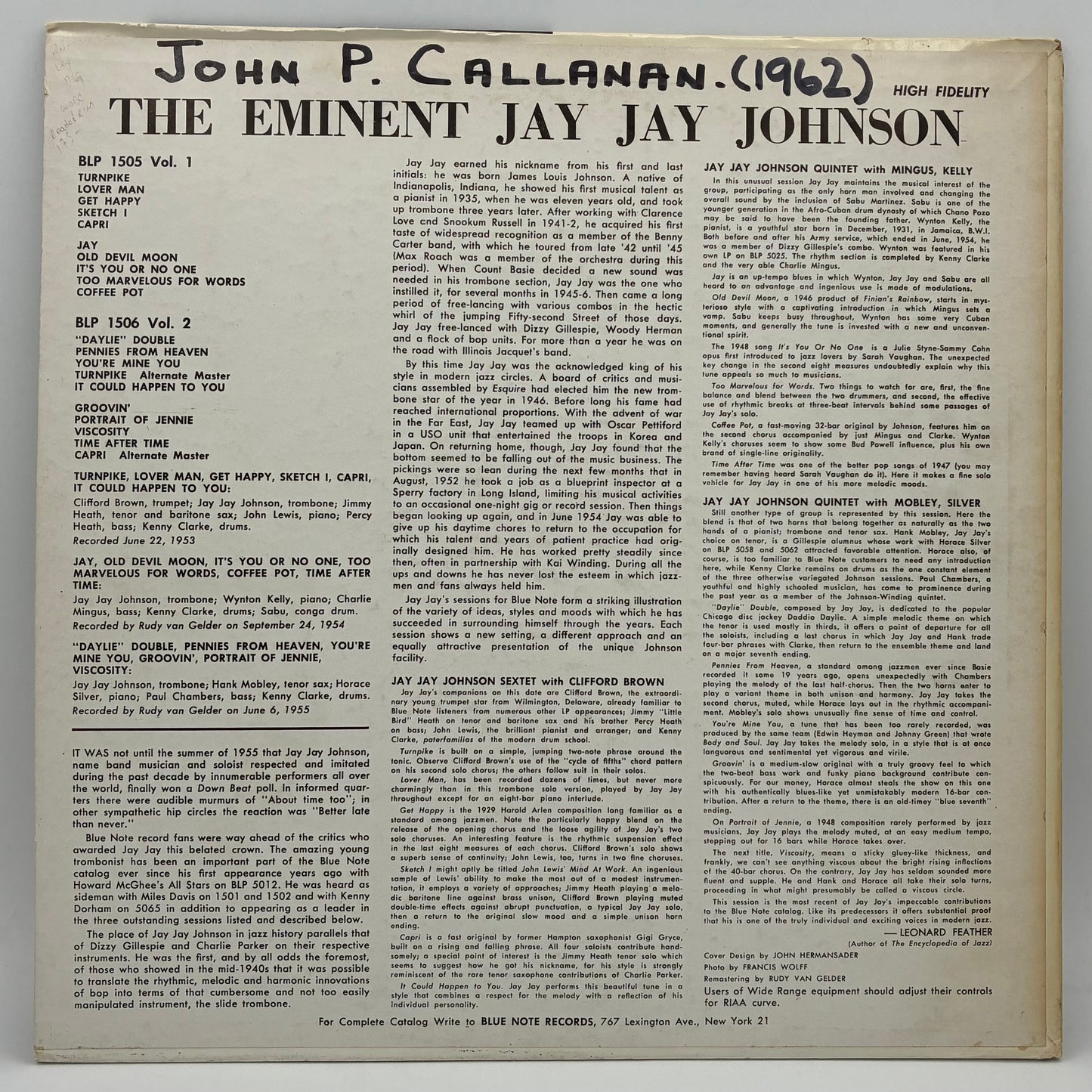 Jay Jay Johnson – The Eminent Jay Jay Johnson Volume 1