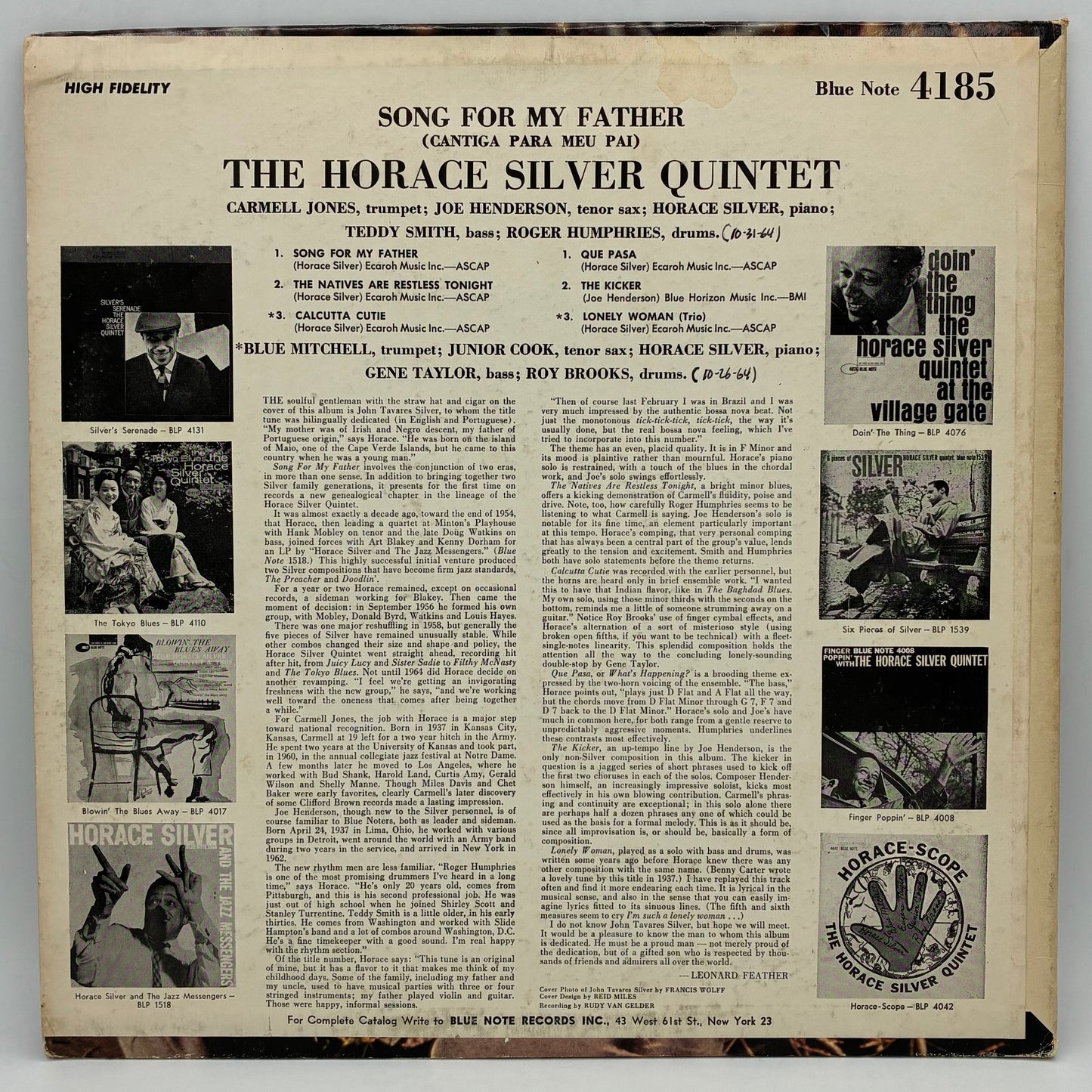 The Horace Silver Quintet – Song For My Father (Cantiga Para Meu Pai)