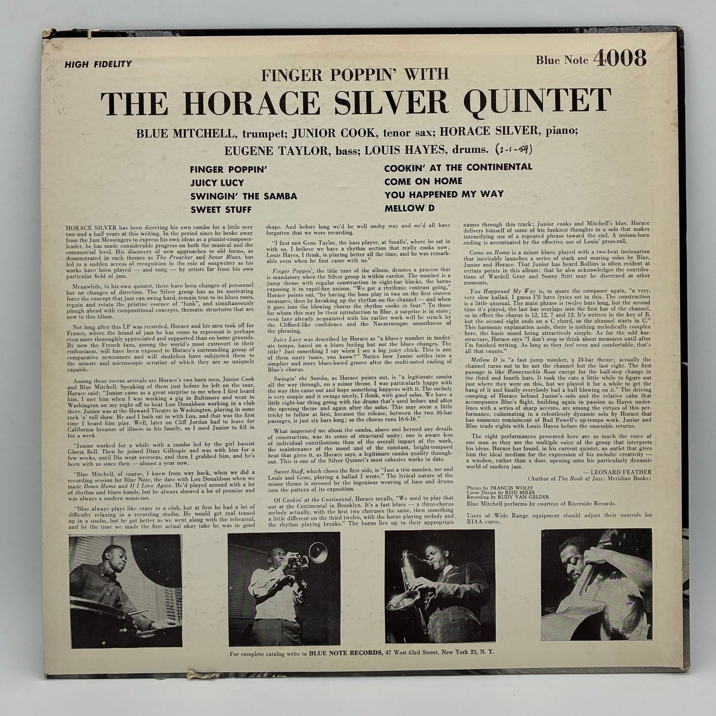 The Horace Silver Quintet – Finger Poppin' With The Horace Silver Quintet