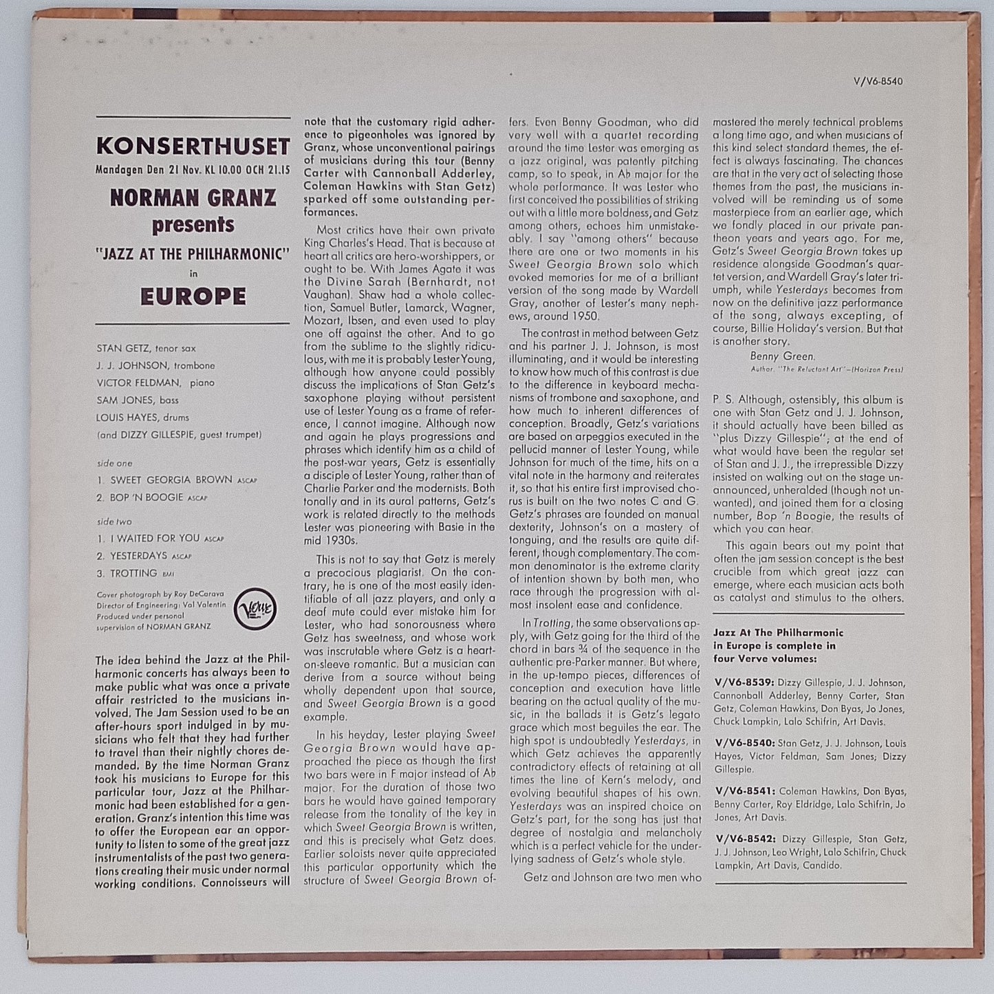 Stan Getz, J. J. Johnson, Vic Feldman, Sam Jones – Jazz At The Philharmonic In Europe
