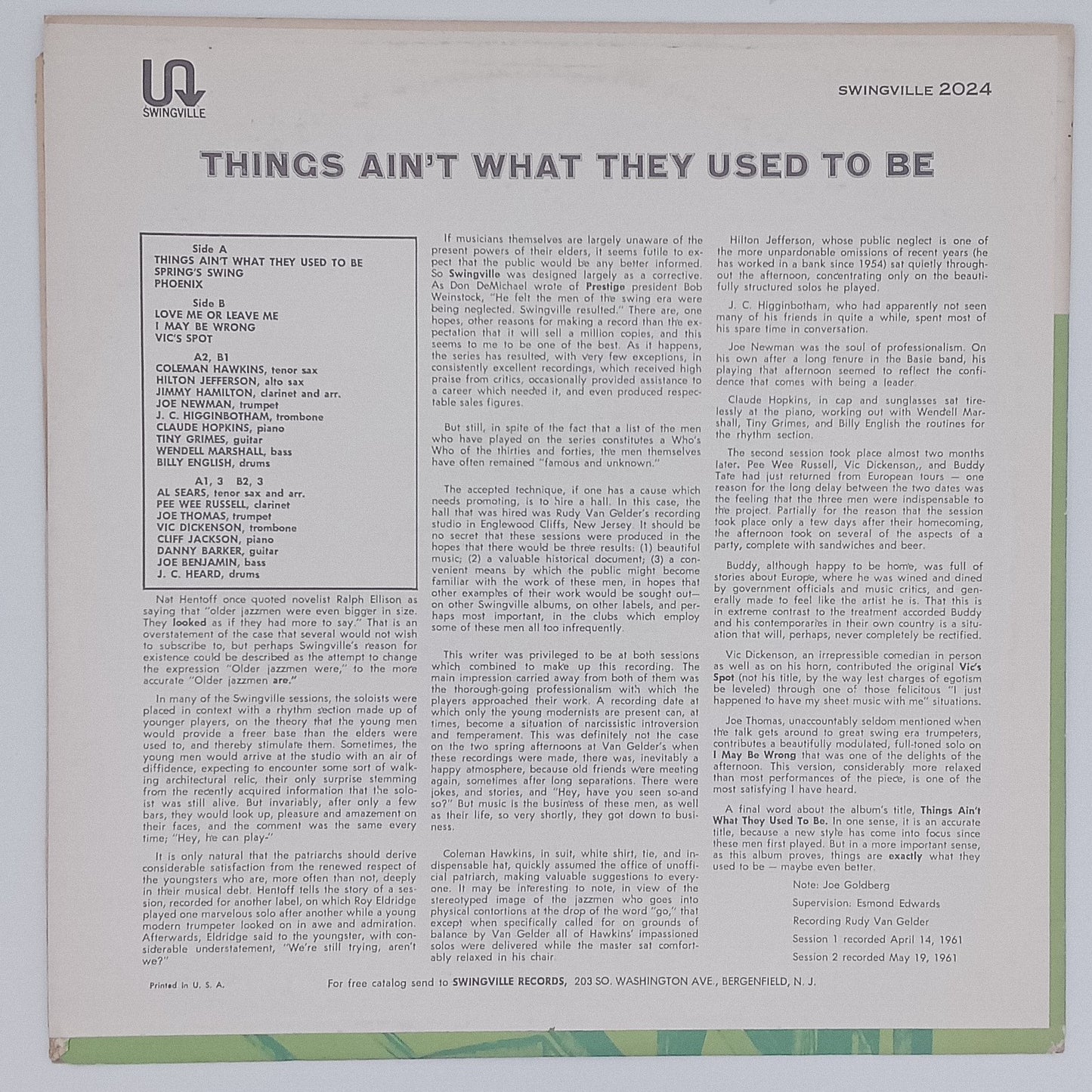 Swingville All Stars – Thing's Ain't What They Used To Be