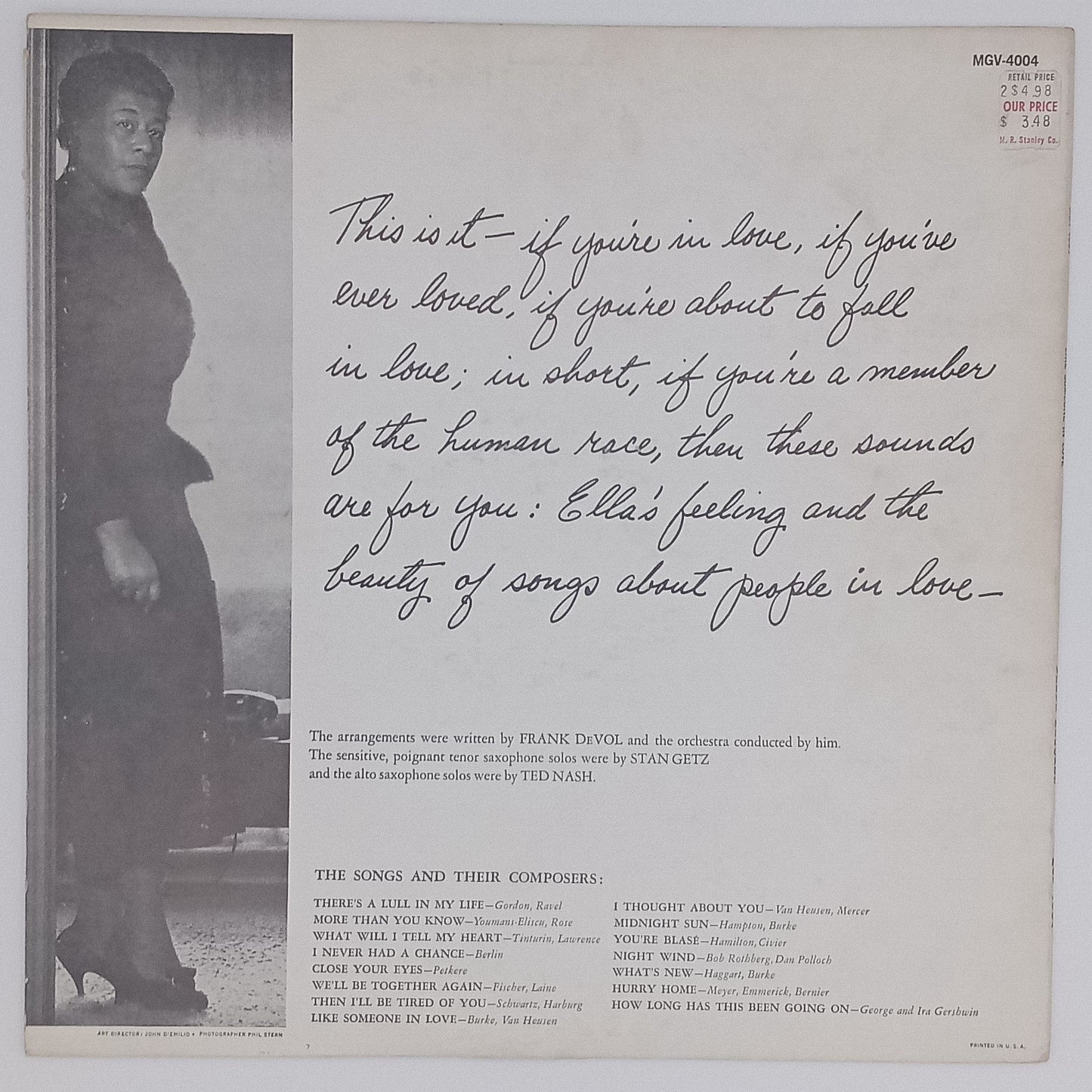 Ella Fitzgerald, Frank DeVol And His Orchestra – Like Someone In Love