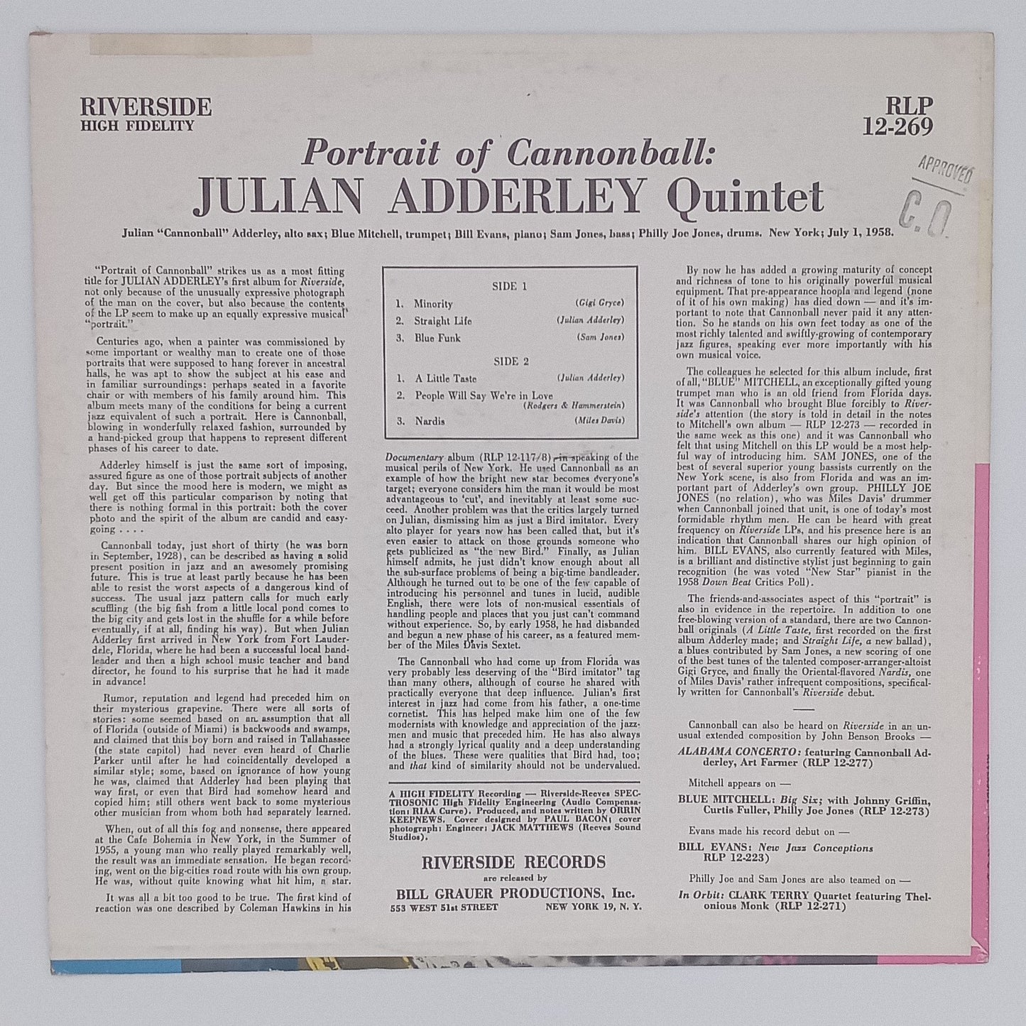 Julian Adderley Quintet – Portrait Of Cannonball