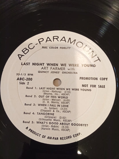 Art Farmer With The Quincy Jones Orchestra – Last Night When We Were Young