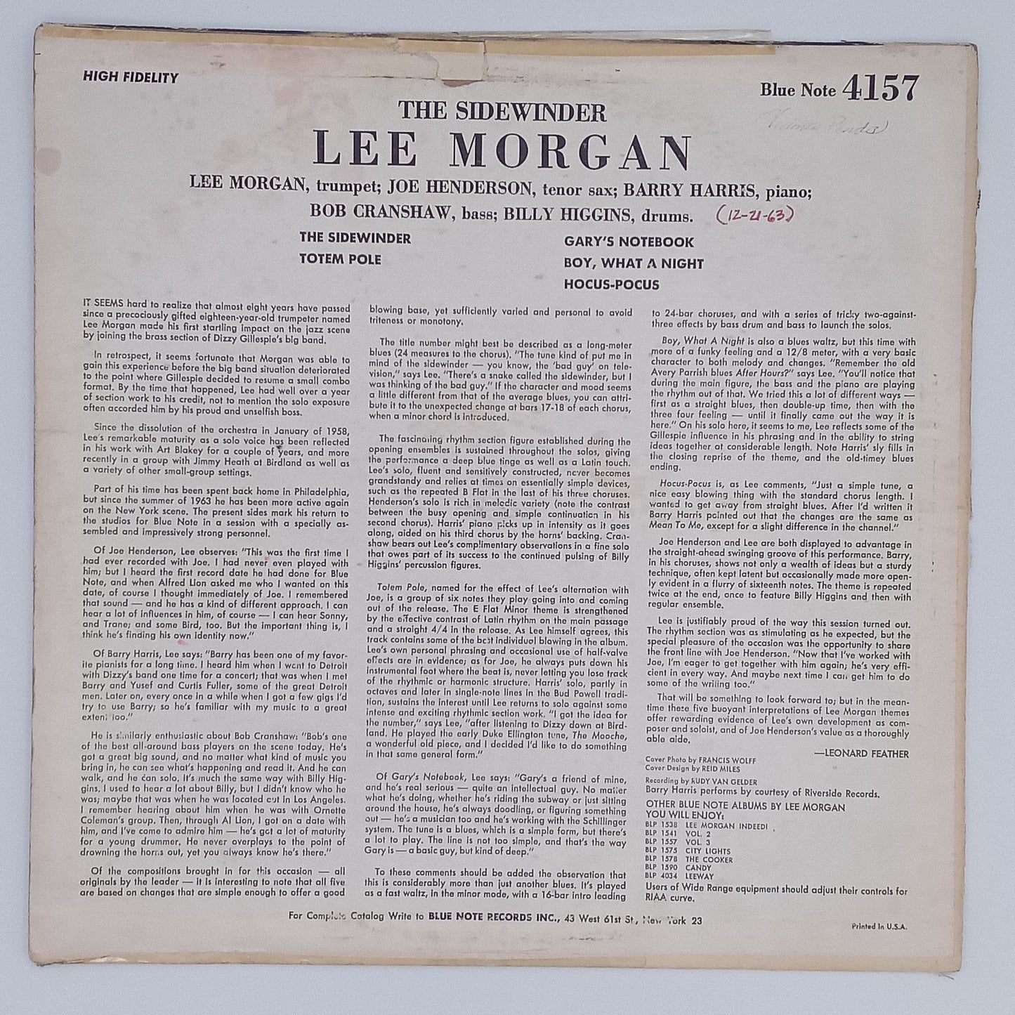 Lee Morgan – The Sidewinder