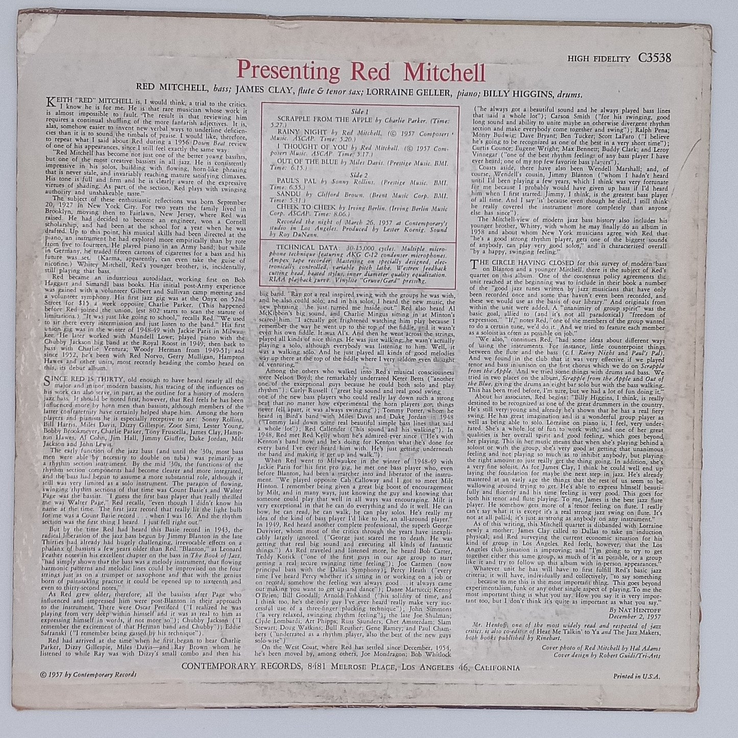 Red Mitchell – Presenting Red Mitchell