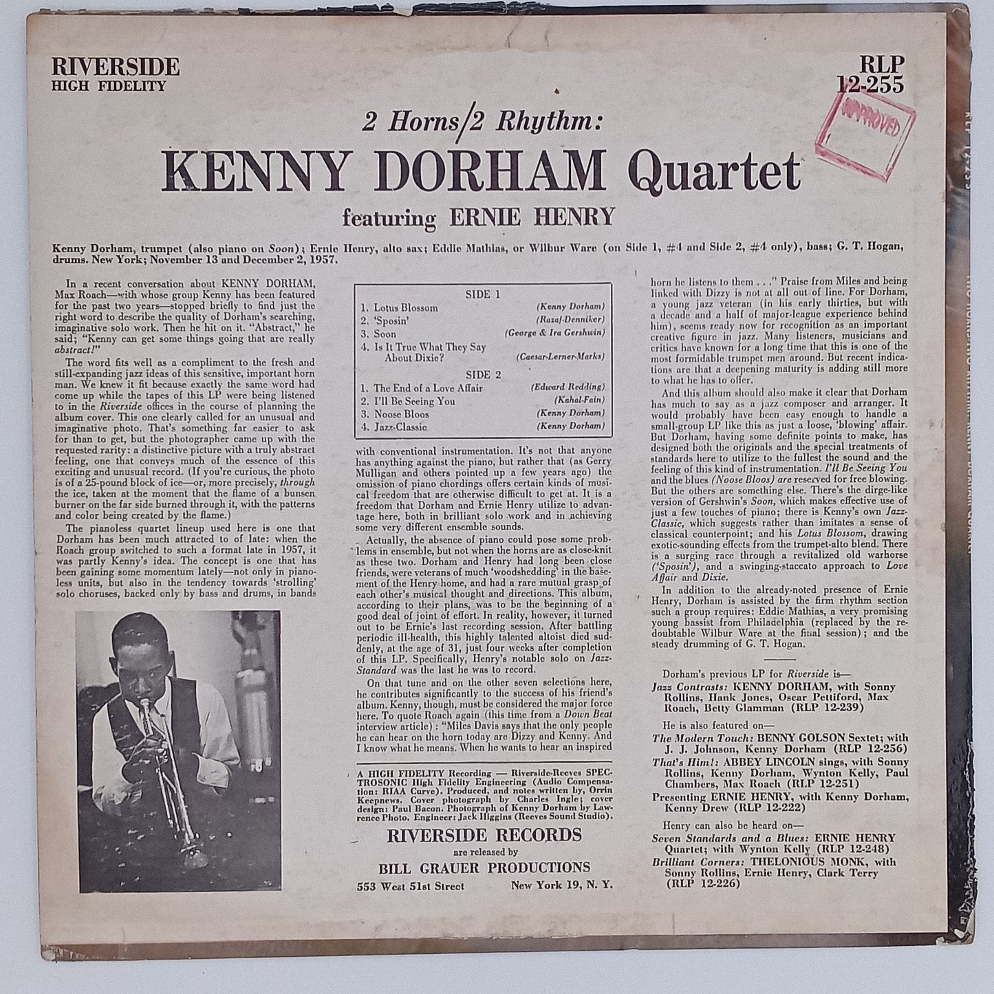 Kenny Dorham Quartet Featuring Ernie Henry – 2 Horns/2 Rhythm