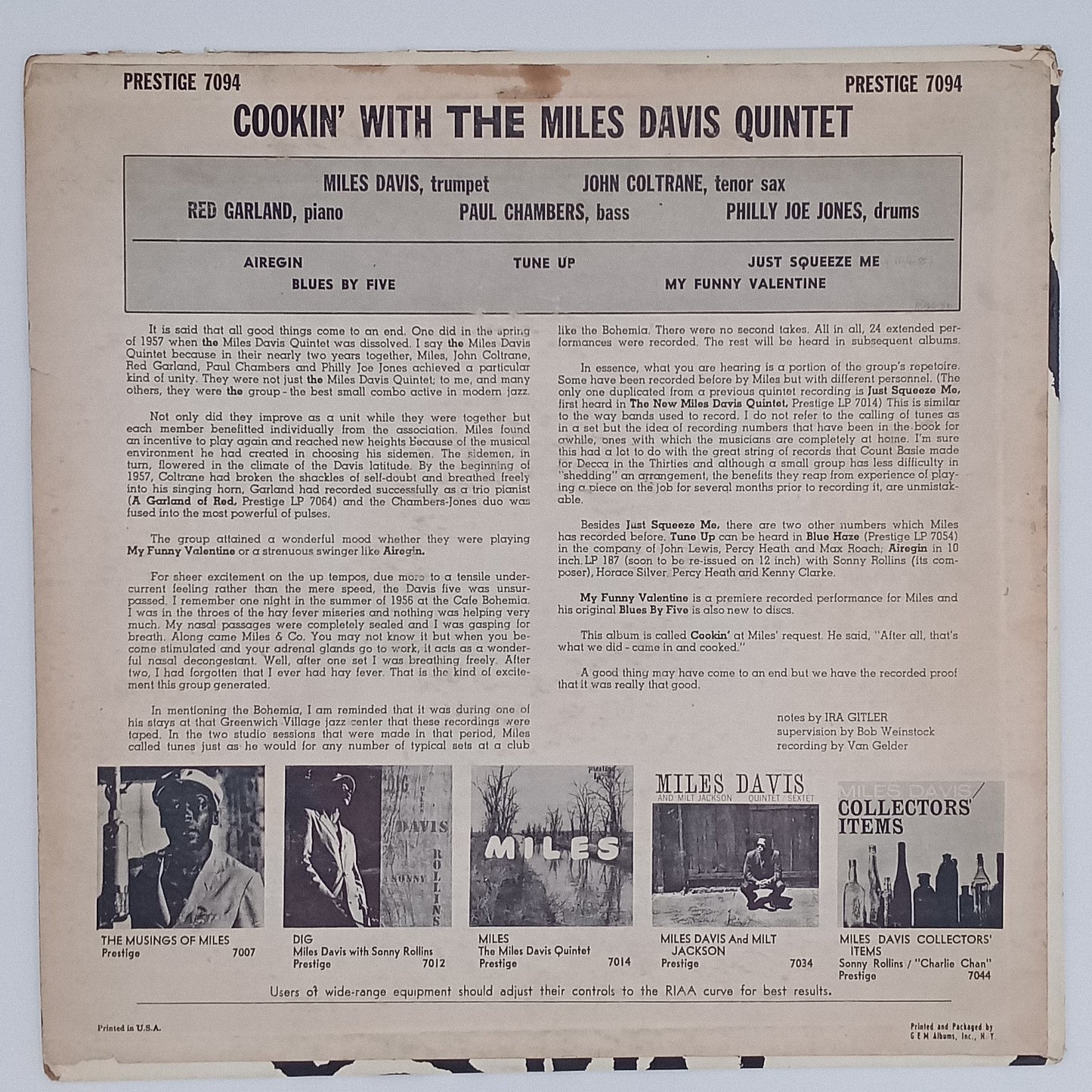 The Miles Davis Quintet – Cookin' With The Miles Davis Quintet