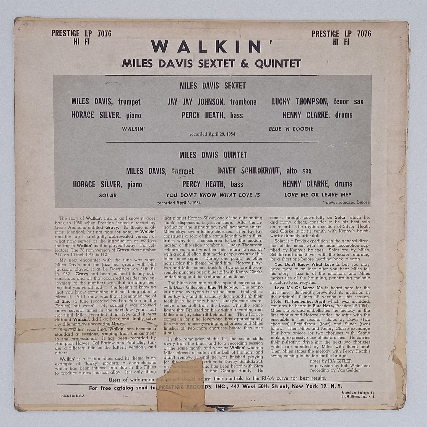 Miles Davis All Stars – Walkin'