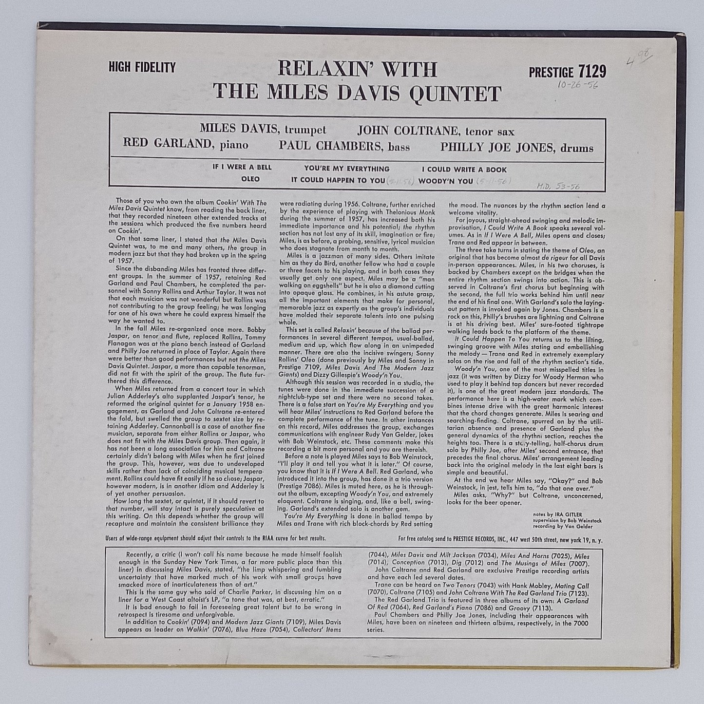 The Miles Davis Quintet – Relaxin' With The Miles Davis Quintet