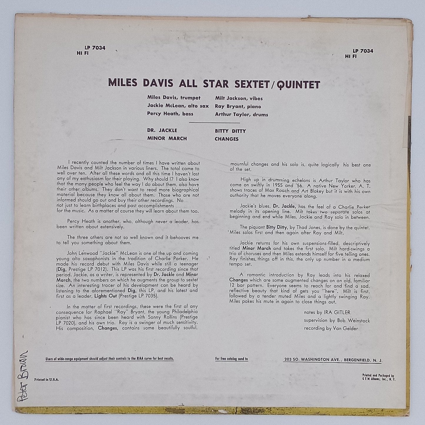 Miles Davis And Milt Jackson – Quintet / Sextet