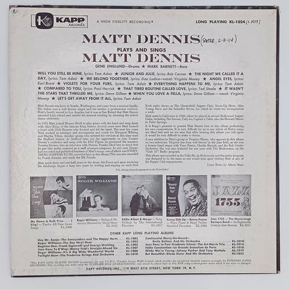 Matt Dennis – Plays And Sings Matt Dennis