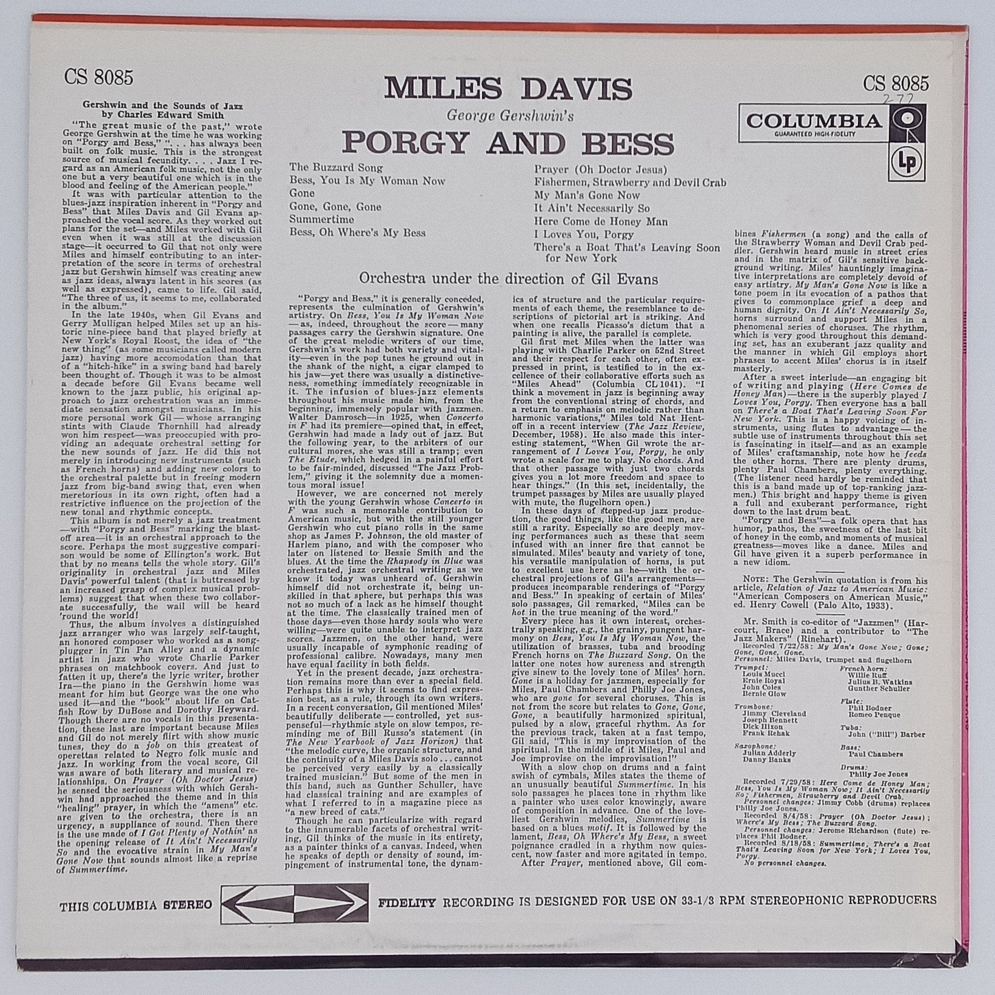 Miles Davis Orchestra Under The Direction Of Gil Evans – Porgy And Bess