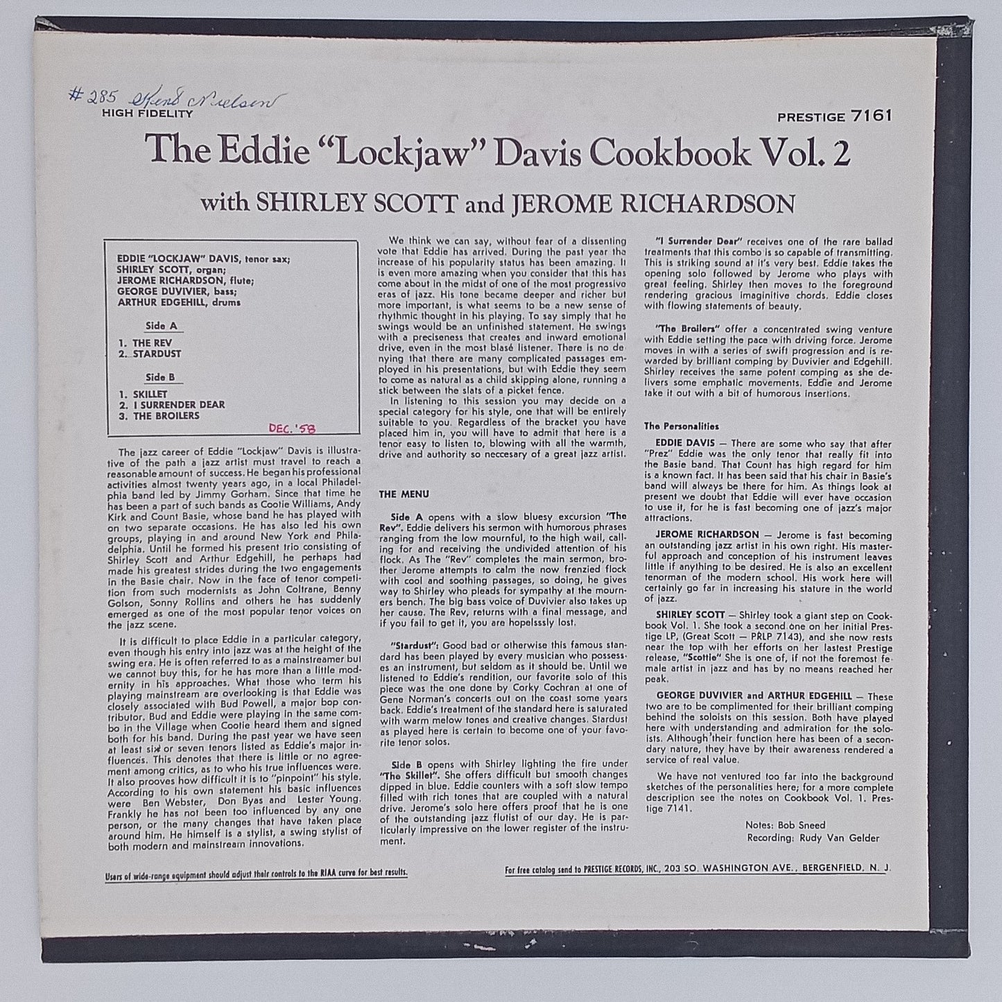 Eddie "Lockjaw" Davis With Shirley Scott And Jerome Richardson – The Eddie "Lockjaw" Davis Cookbook Vol. 2