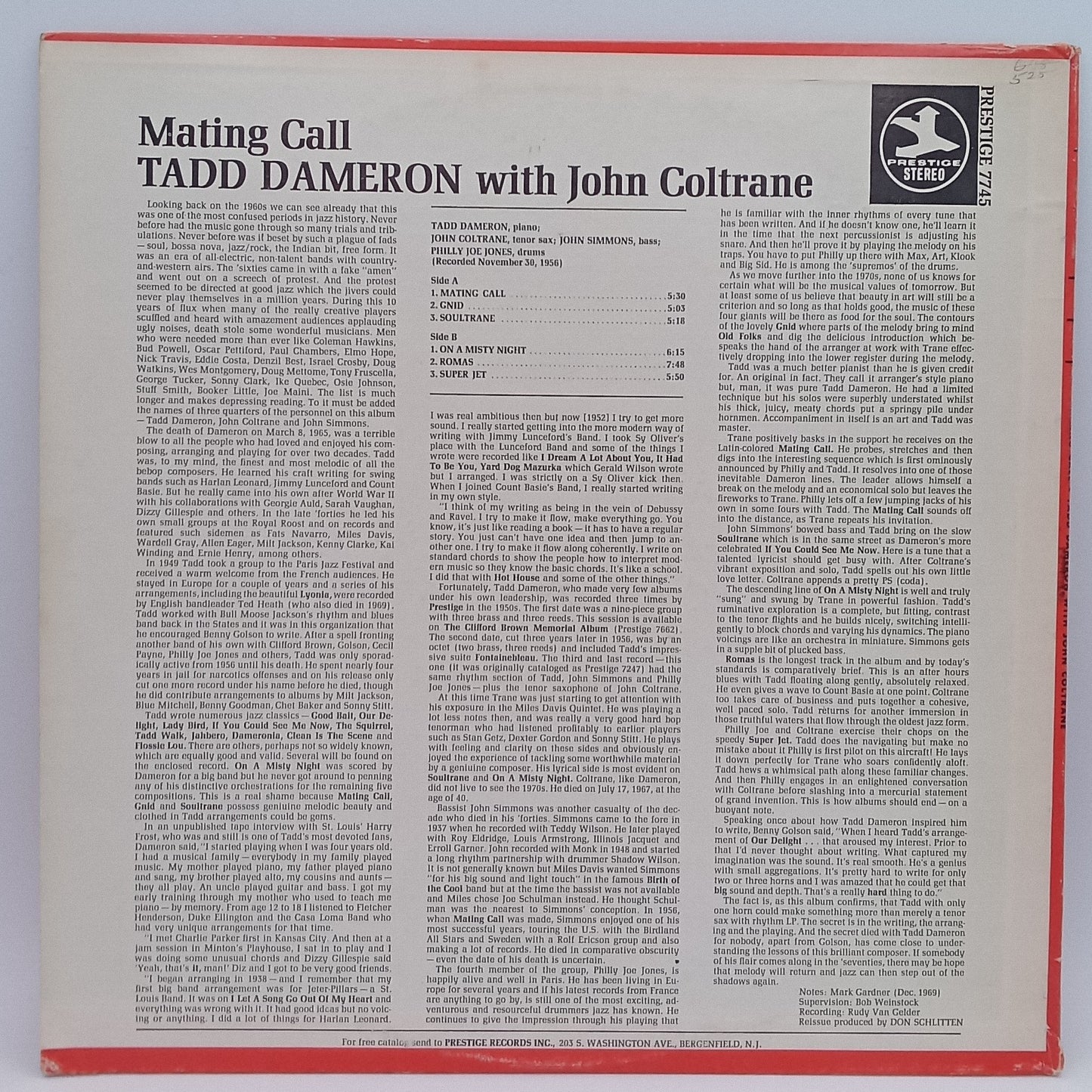 Tadd Dameron With John Coltrane, John Simmons, "Philly" Joe Jones – Mating Call