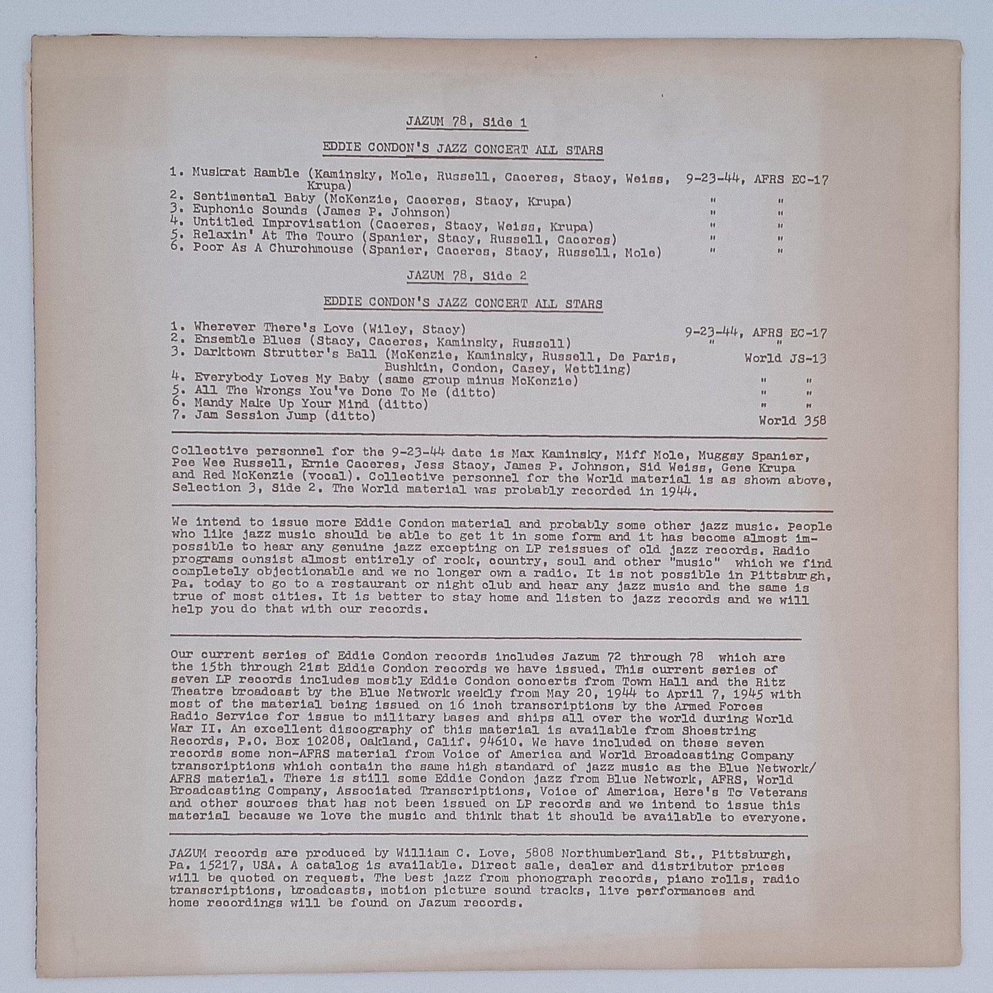 Eddie Condon's Jazz Concert All Stars – Eddie Condon's Jazz Concert All Stars