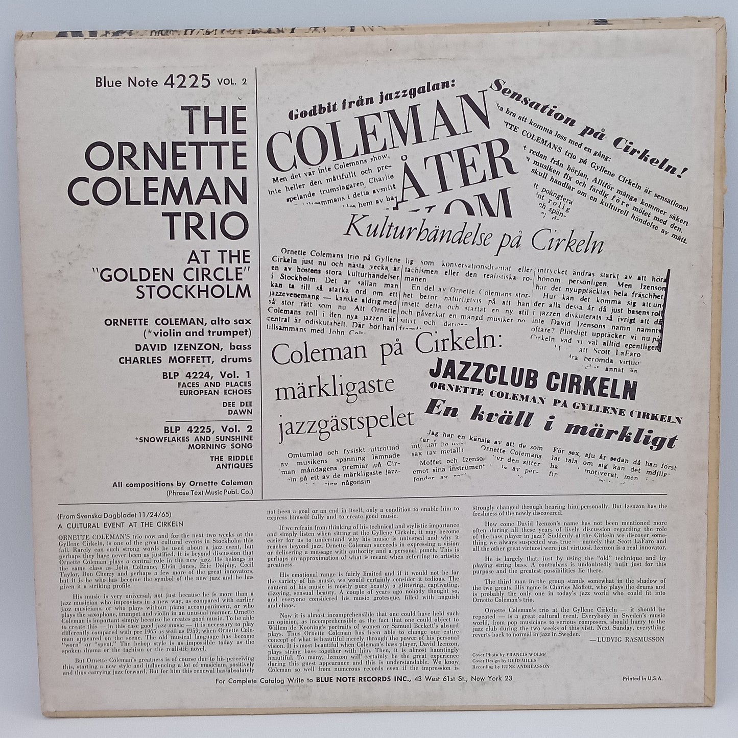 The Ornette Coleman Trio – At The "Golden Circle" Stockholm - Volume Two