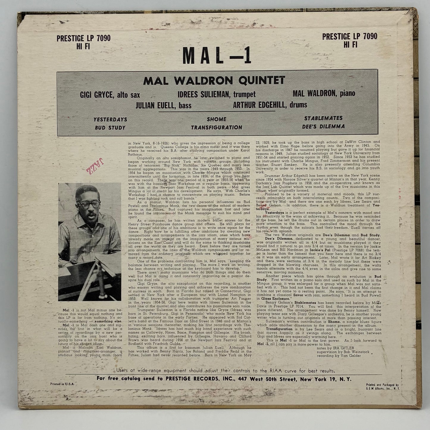 Mal Waldron Quintet Featuring Gigi Gryce And Idrees Sulieman – Mal-1