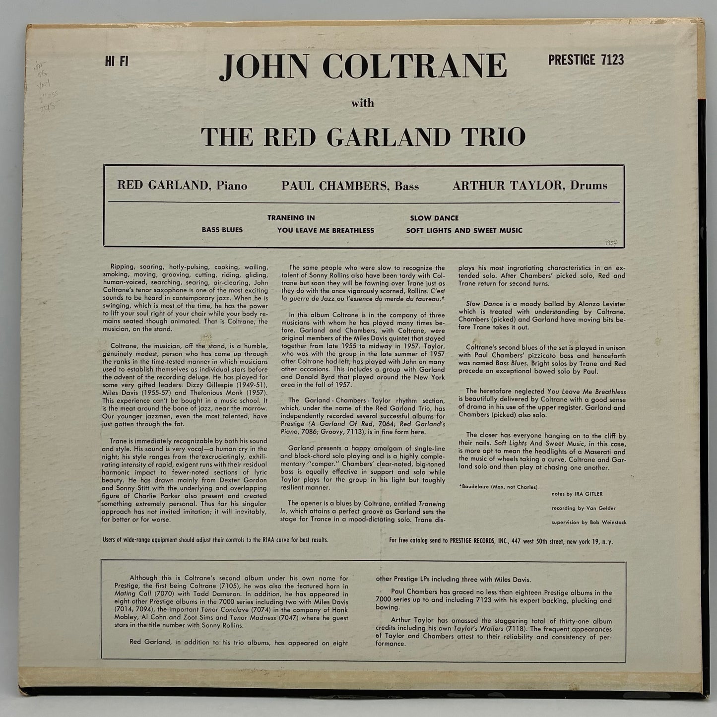 John Coltrane With The Red Garland Trio – John Coltrane With The Red Garland Trio