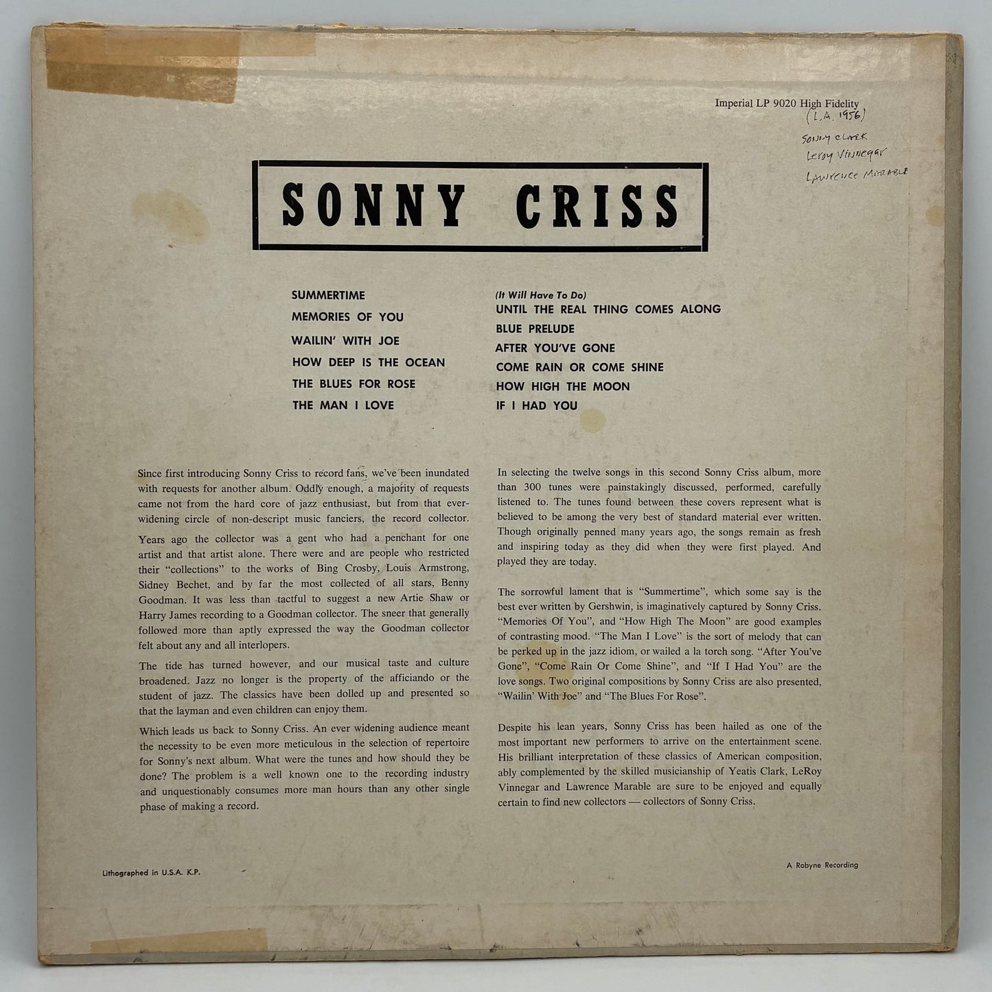Sonny Criss – Go Man!