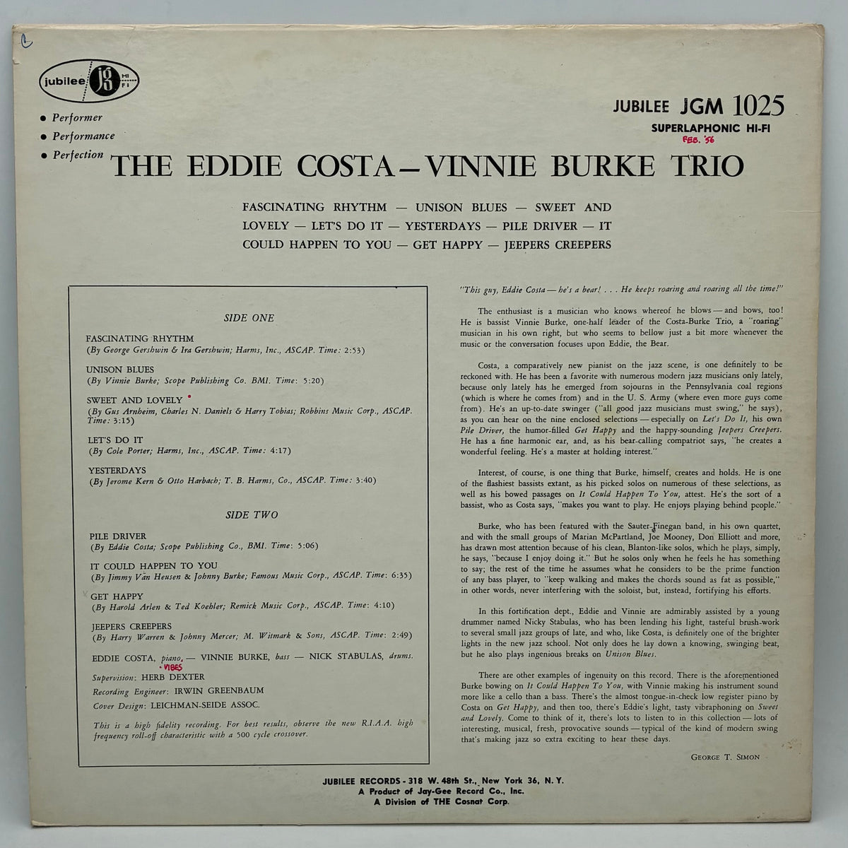 Eddie Costa - Vinnie Burke Trio – Eddie Costa - Vinnie Burke Trio