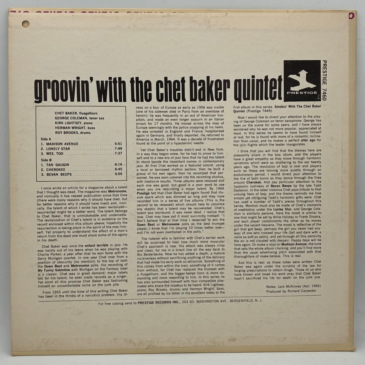 The Chet Baker Quintet – Groovin' With The Chet Baker Quintet