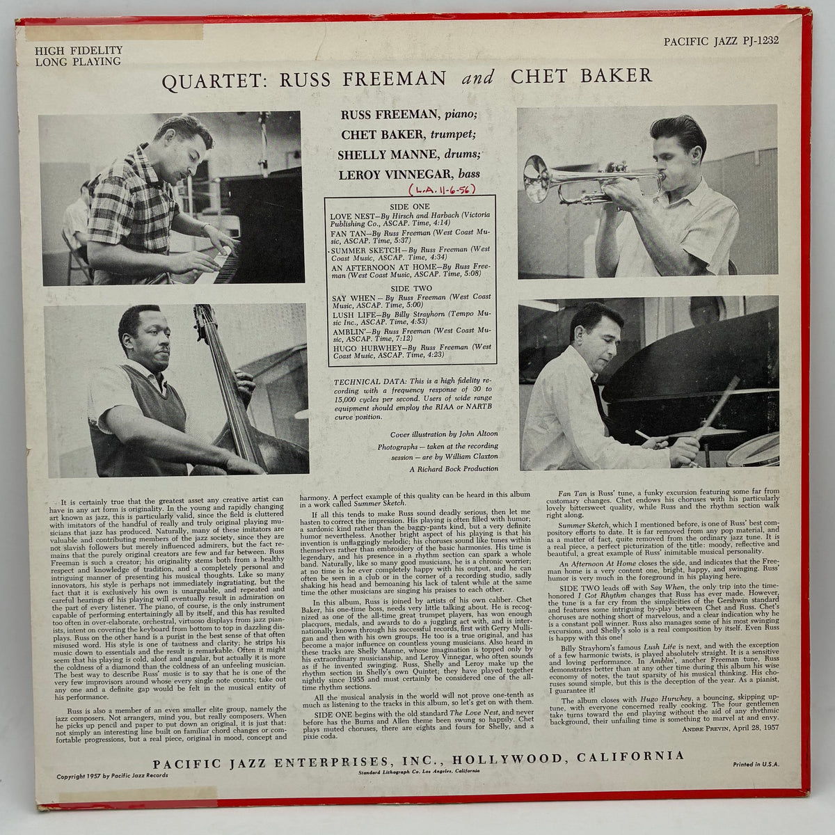 Quartet: Russ Freeman Chet Baker – Quartet: Russ Freeman Chet Baker (Pacific Jazz 1232)