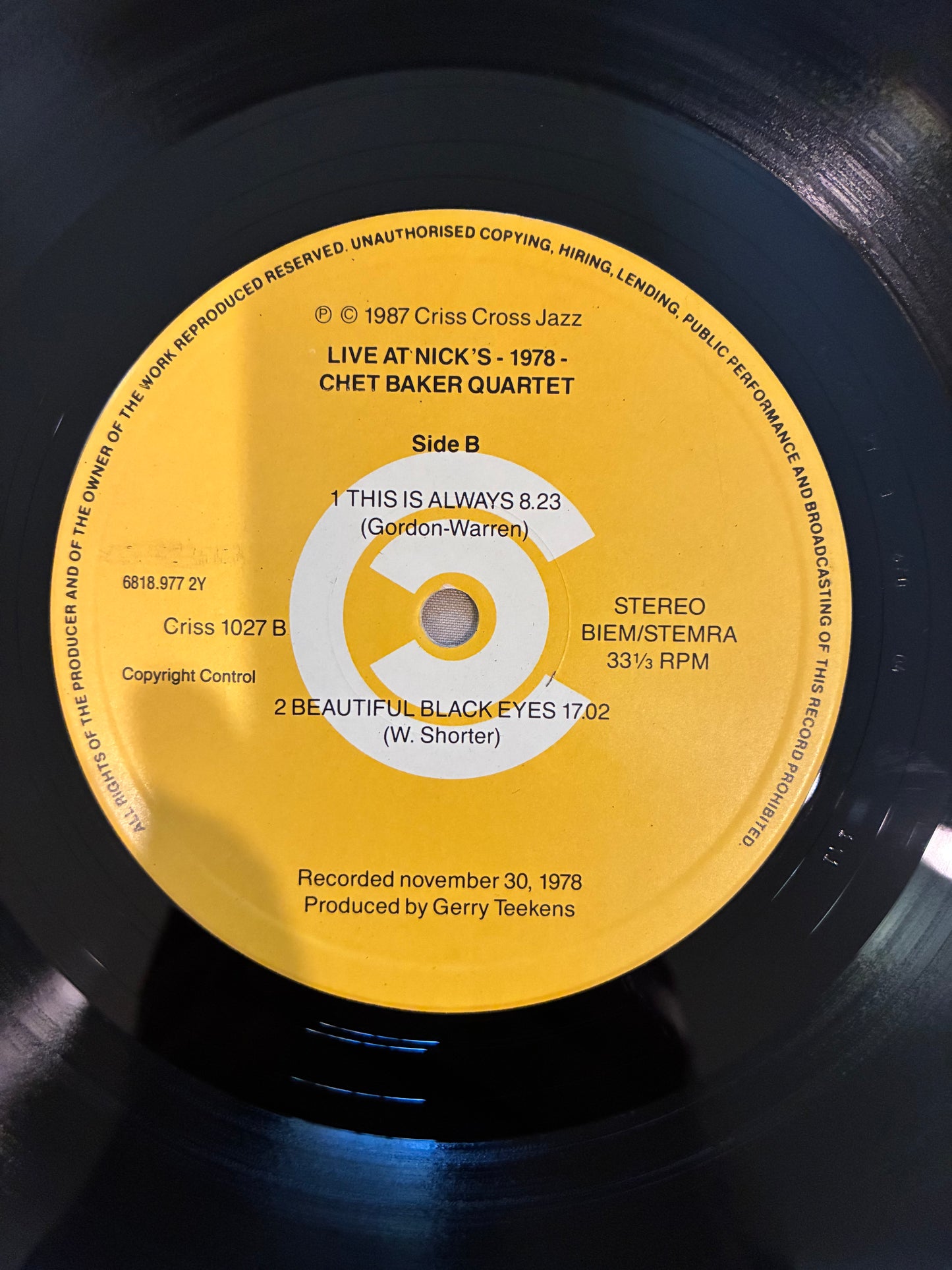 Chet Baker Quartet Featuring Phil Markowitz – Live At Nick's