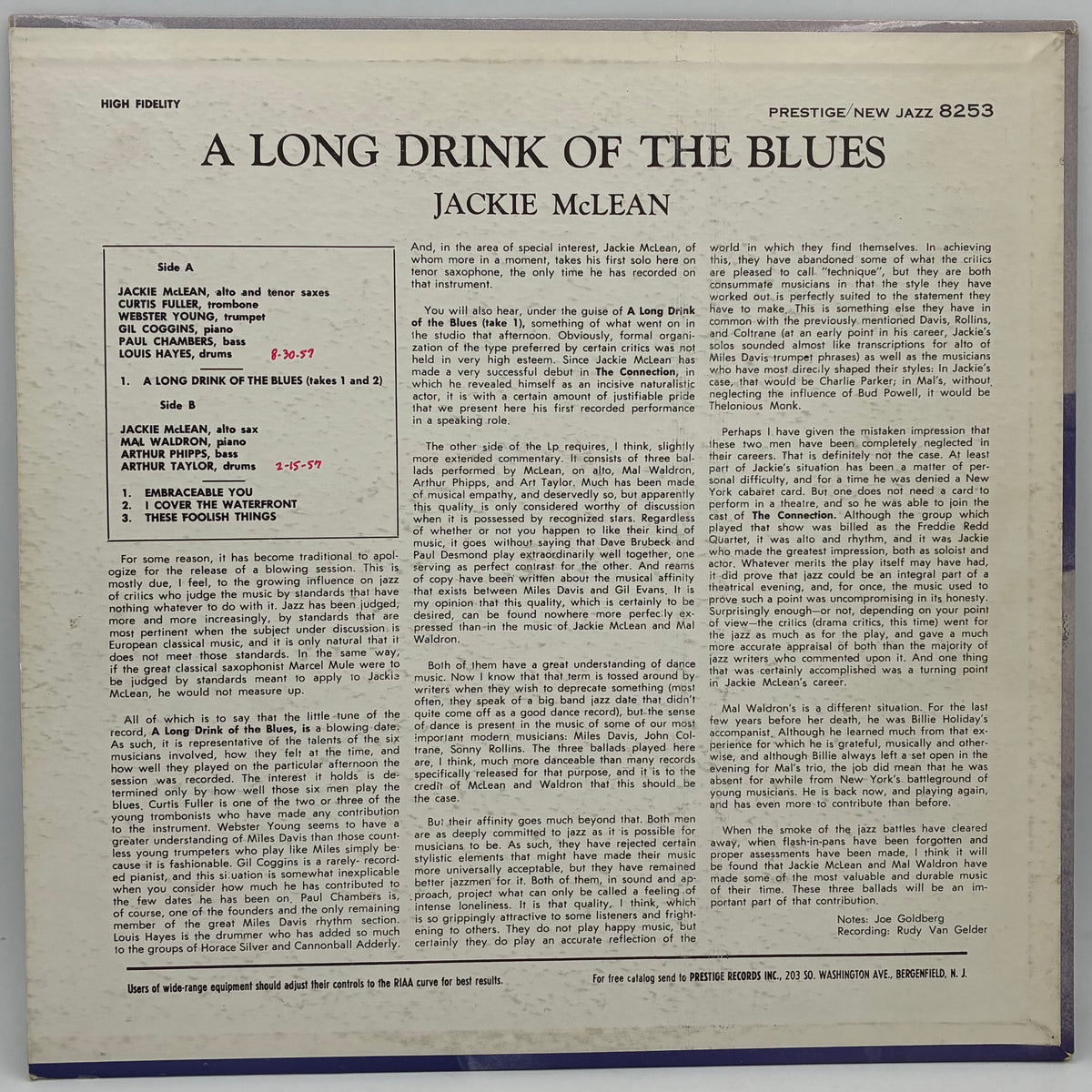Jackie McLean – A Long Drink Of The Blues