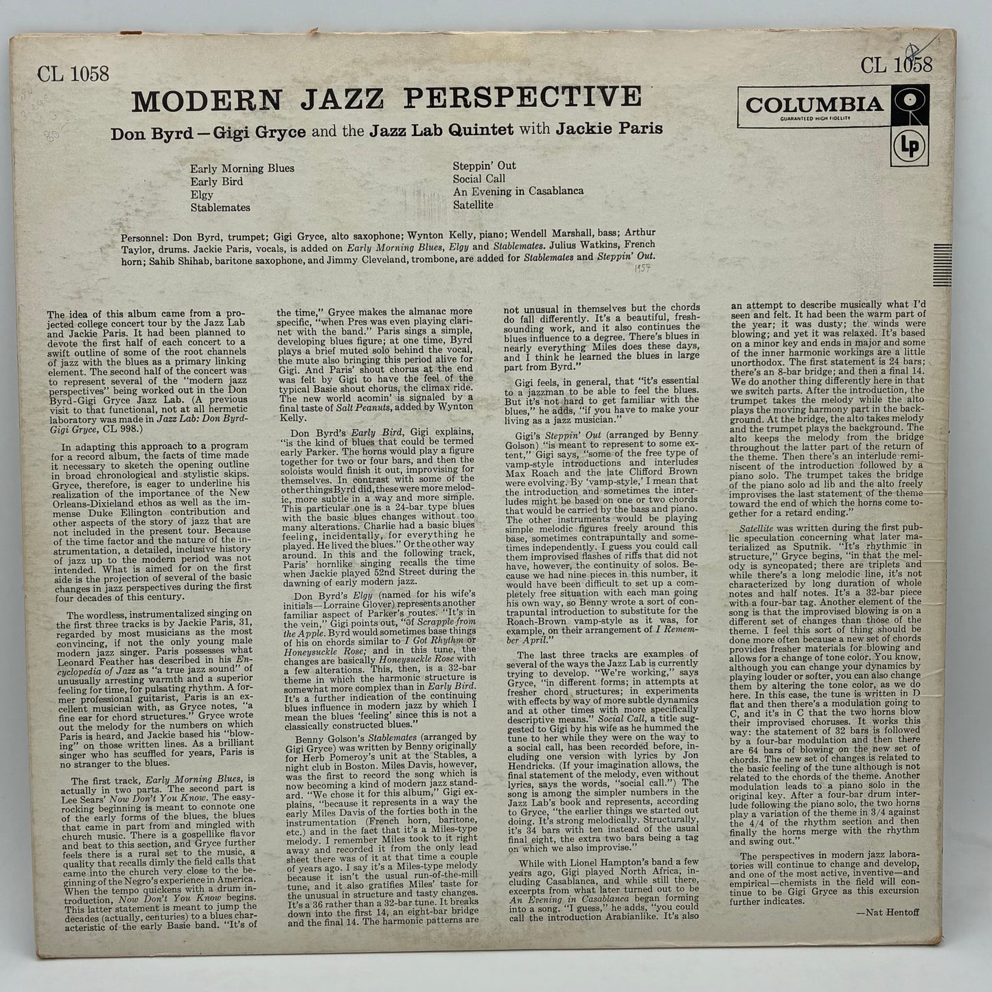 Don Byrd - Gigi Gryce And The The Jazz Lab Quintet With Jackie Paris – Modern Jazz Perspective